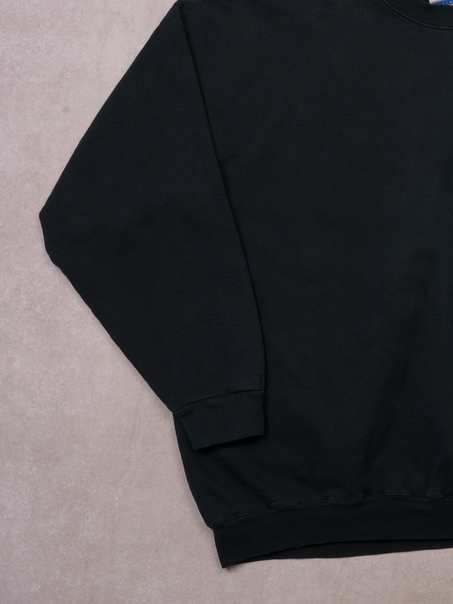 Vintage 90s Sunfaded Black Nascar Hanes Crewneck (XL)