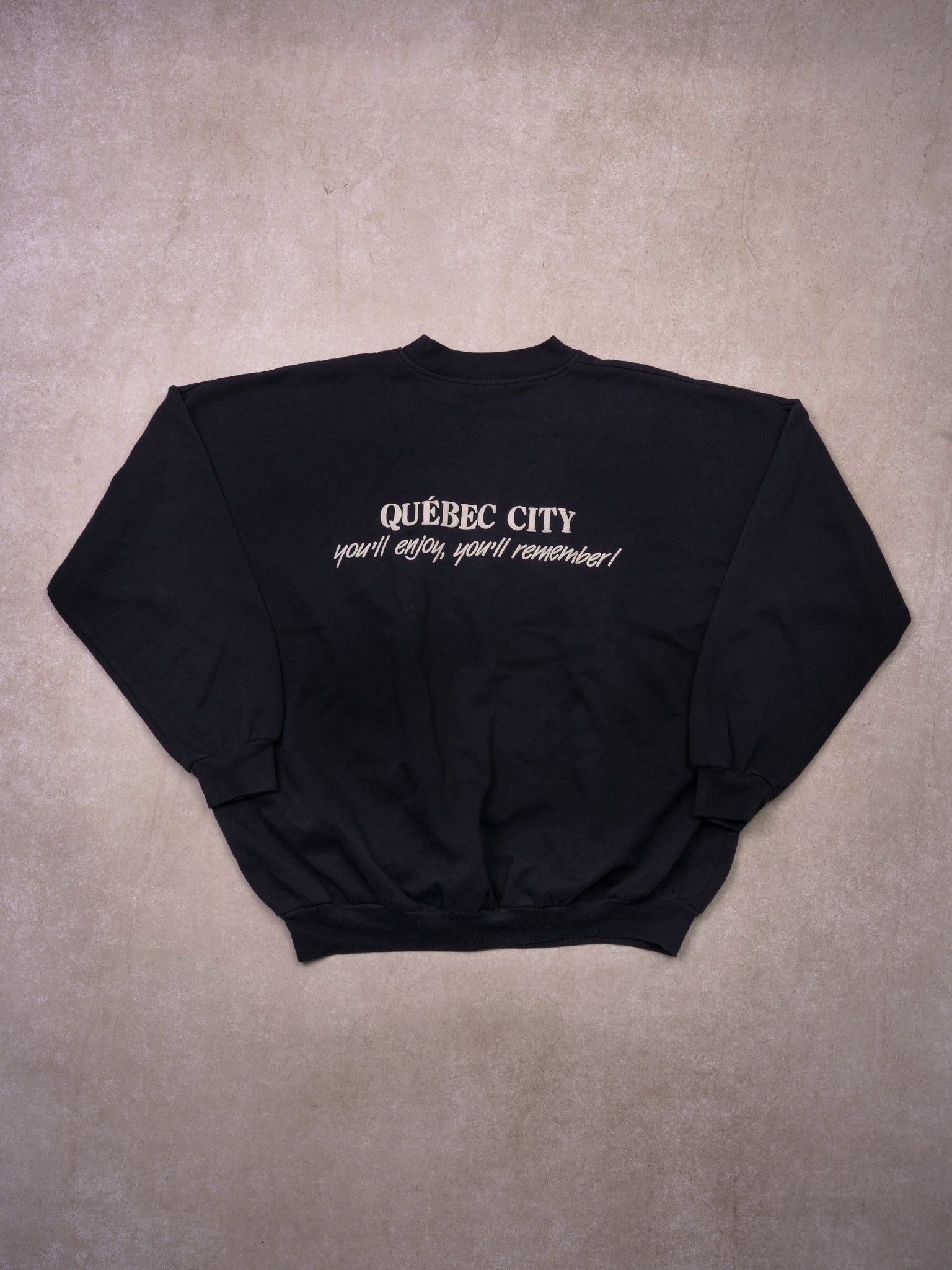 Vintage Sunfaded Black Quebec City Graphic Crewneck (XL)