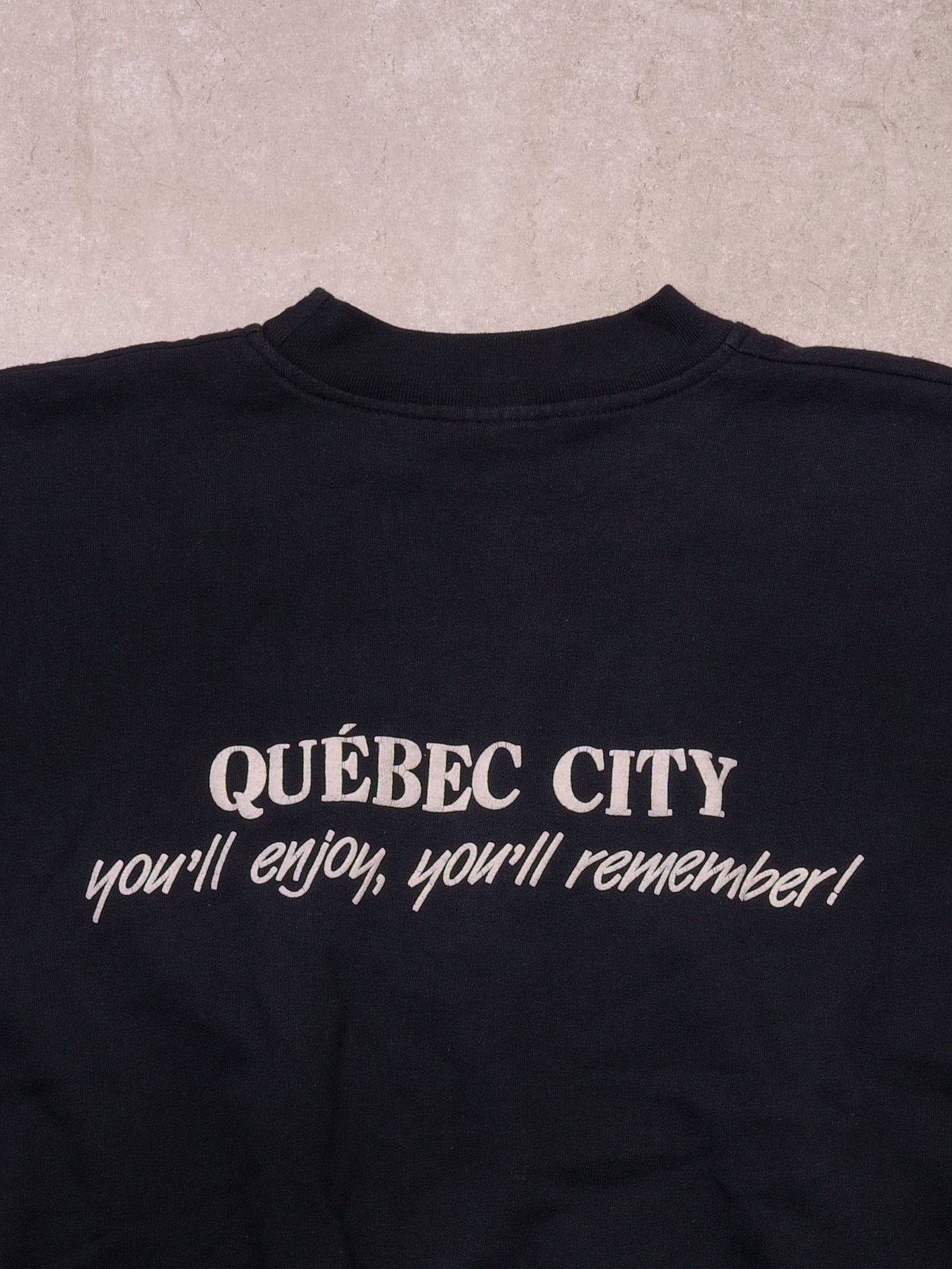 Vintage Sunfaded Black Quebec City Graphic Crewneck (XL)