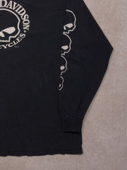 Vintage 05' Sunfaded Black Harley Davidson Skull Alberta Edmonton Longsleeve (L)