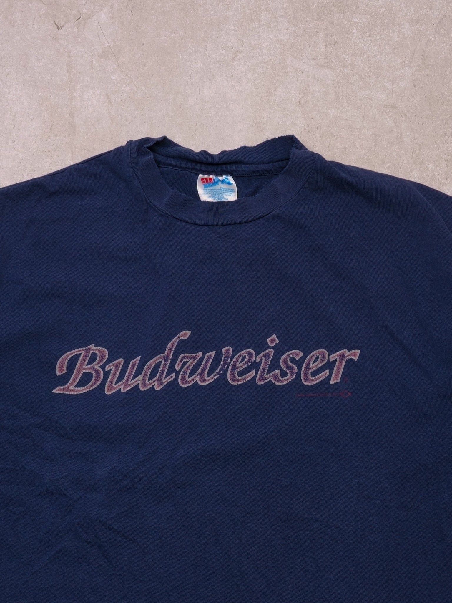 Vintage 94' Navy Blue Budweisrer Hanes Beefy Tee (M)