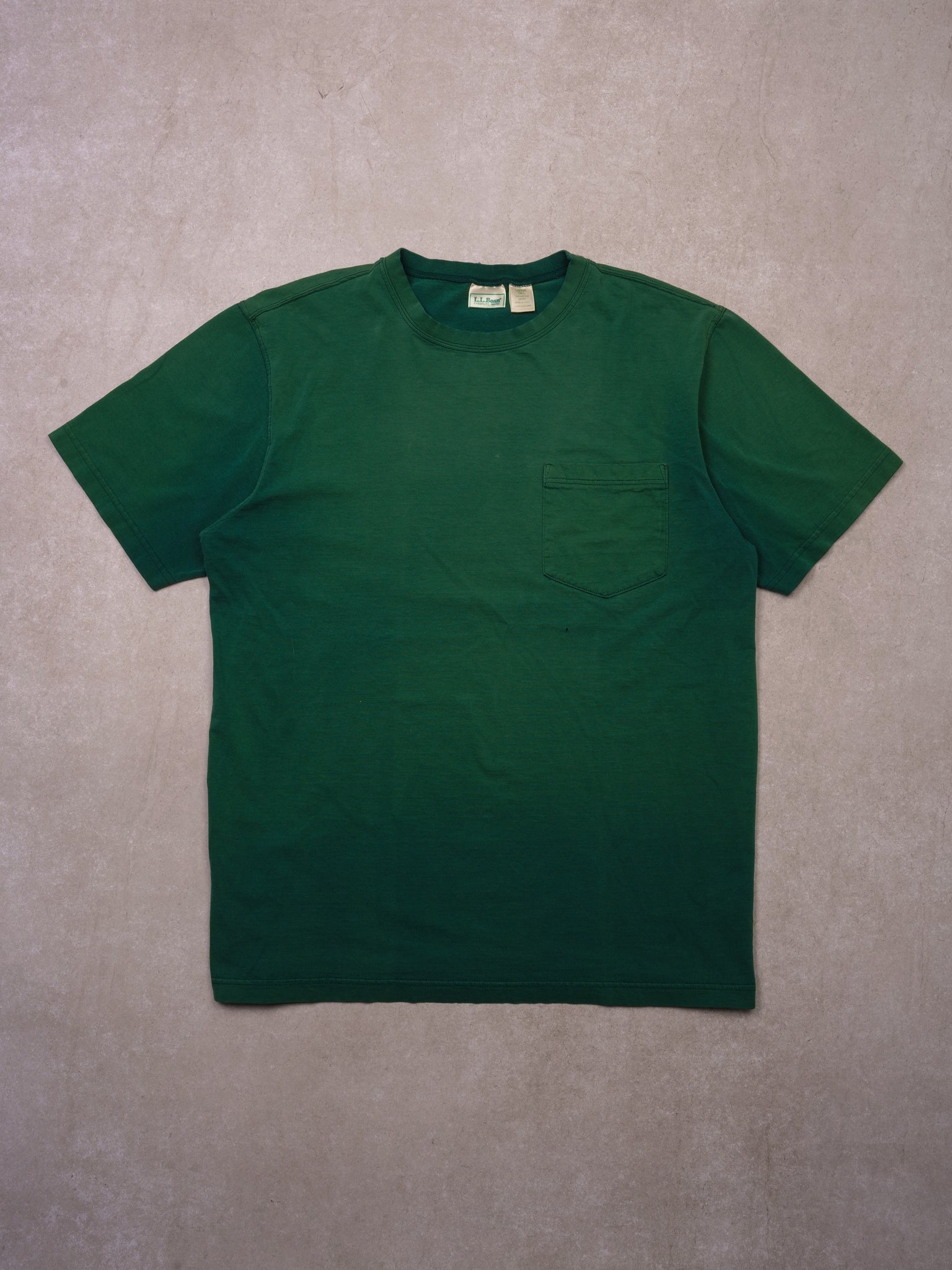 Vintage 90s Sunfaded Pine Green LL Bean Blank Tee (L)