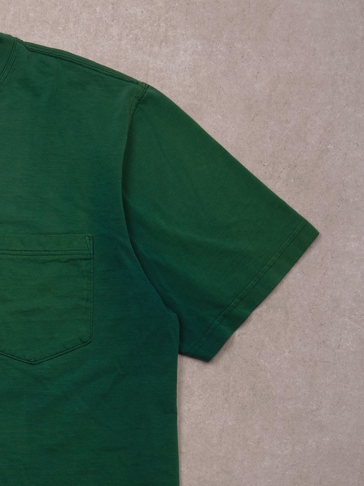 Vintage 90s Sunfaded Pine Green LL Bean Blank Tee (L)