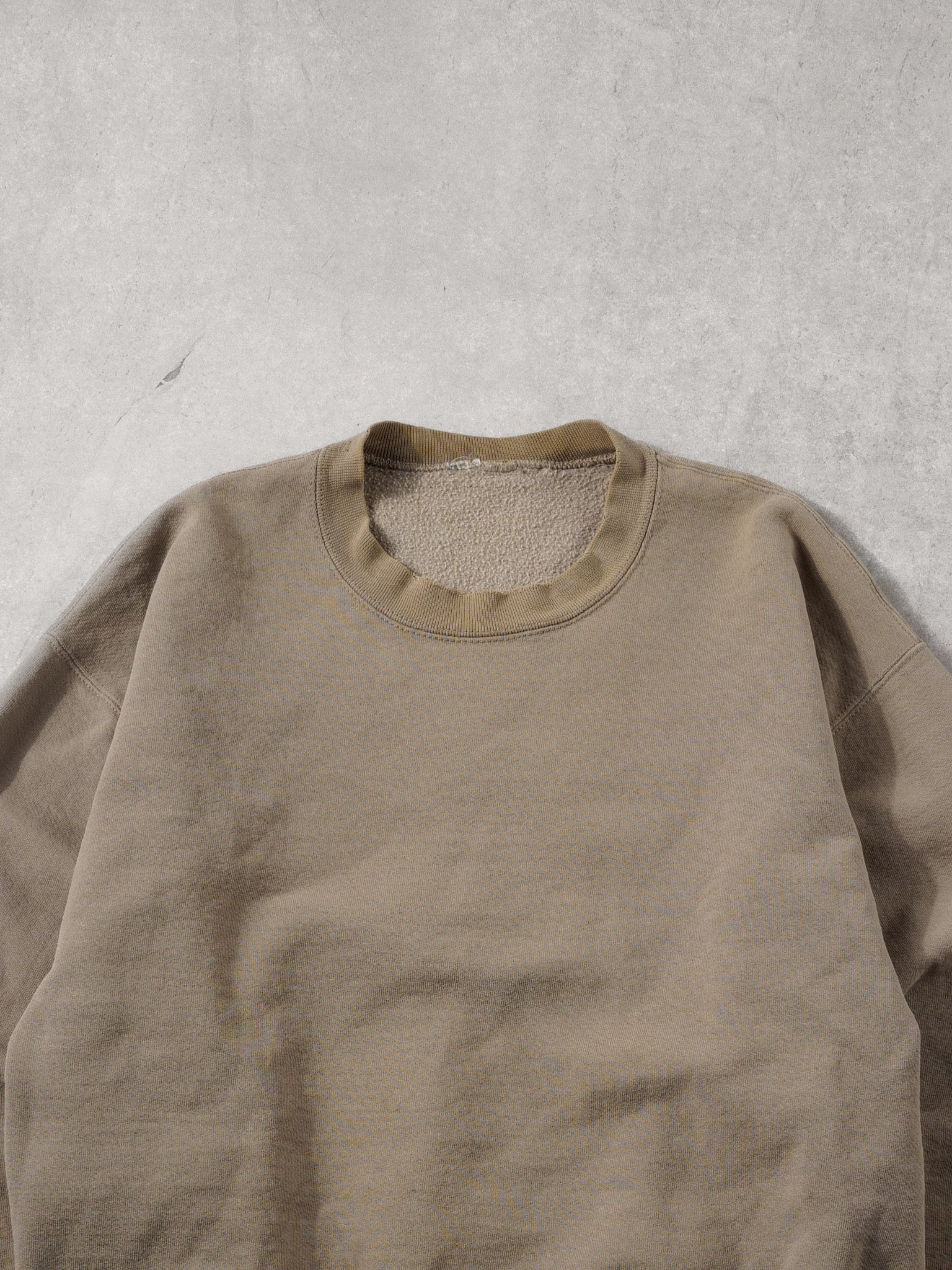 Vintage 90s Light Beige Blank Crewneck (L)