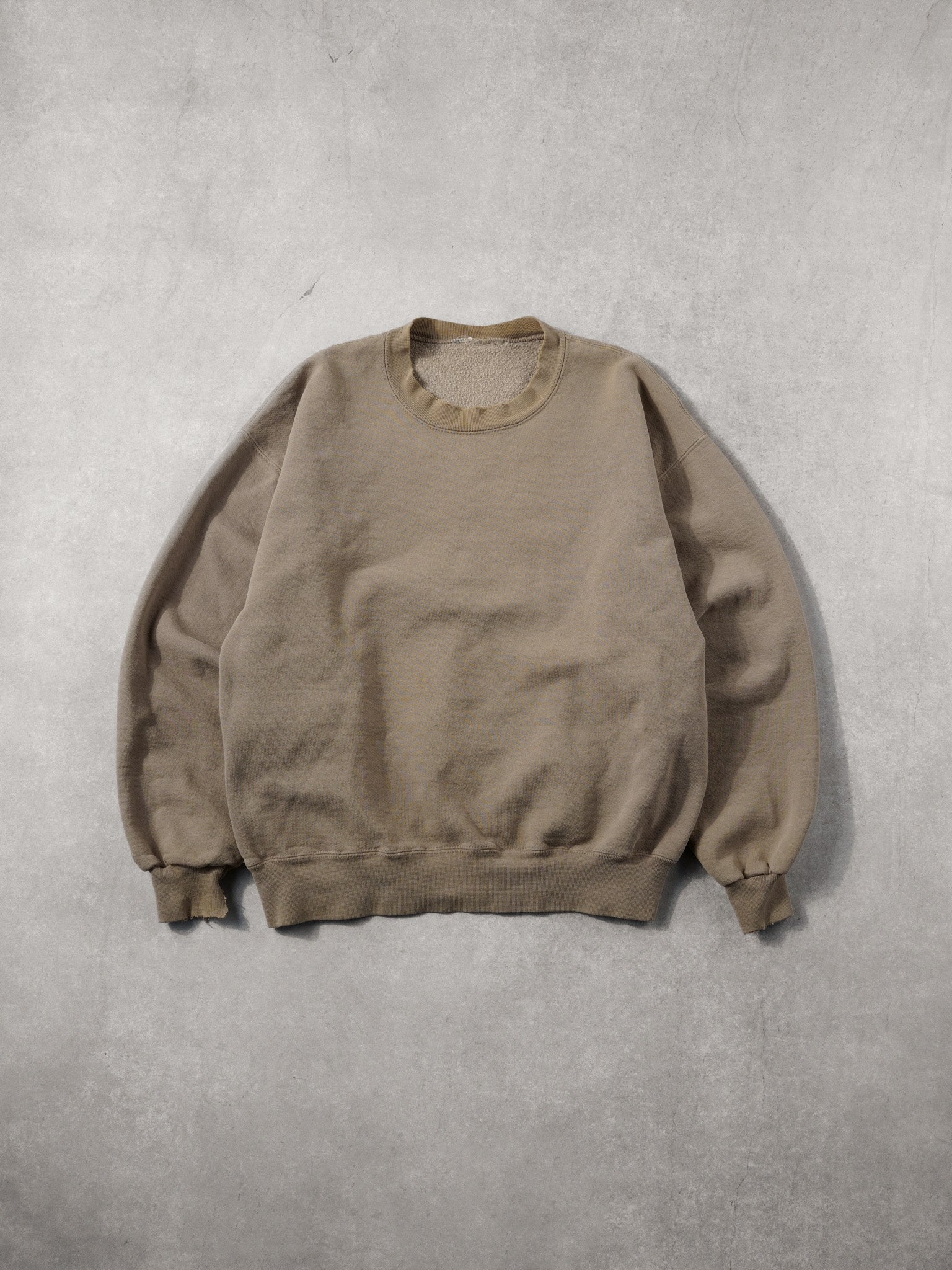 Vintage 90s Light Beige Blank Crewneck (L)