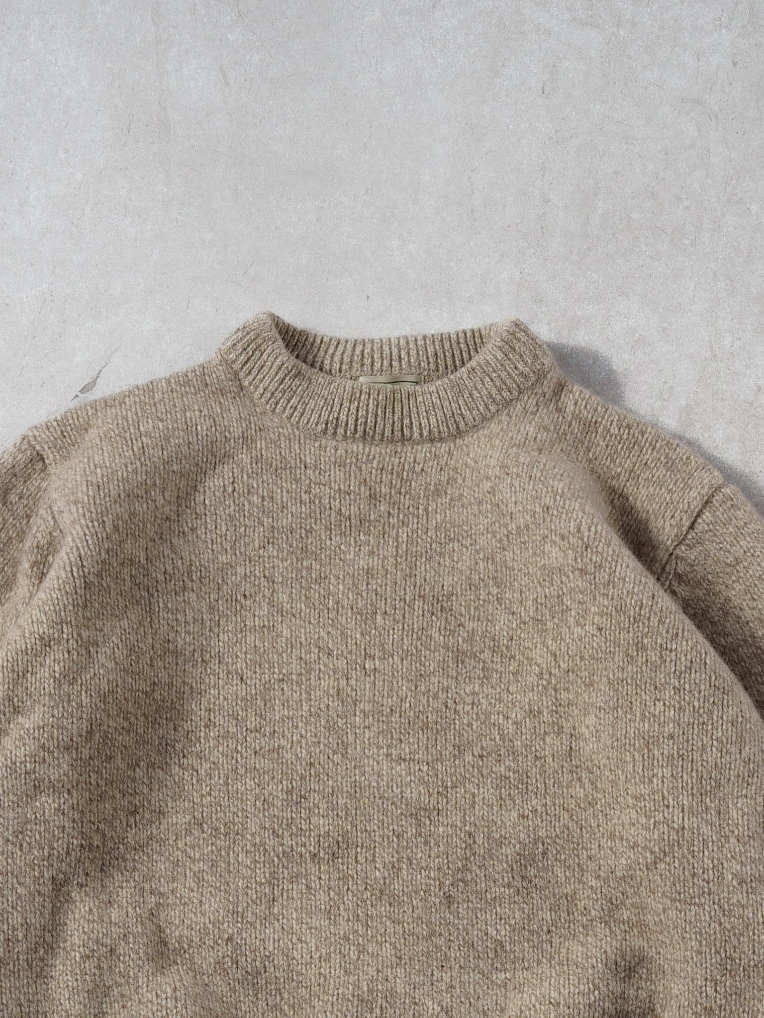 Vintage 90s Beige LL Bean Lambs Knit Wool Sweater (XS)