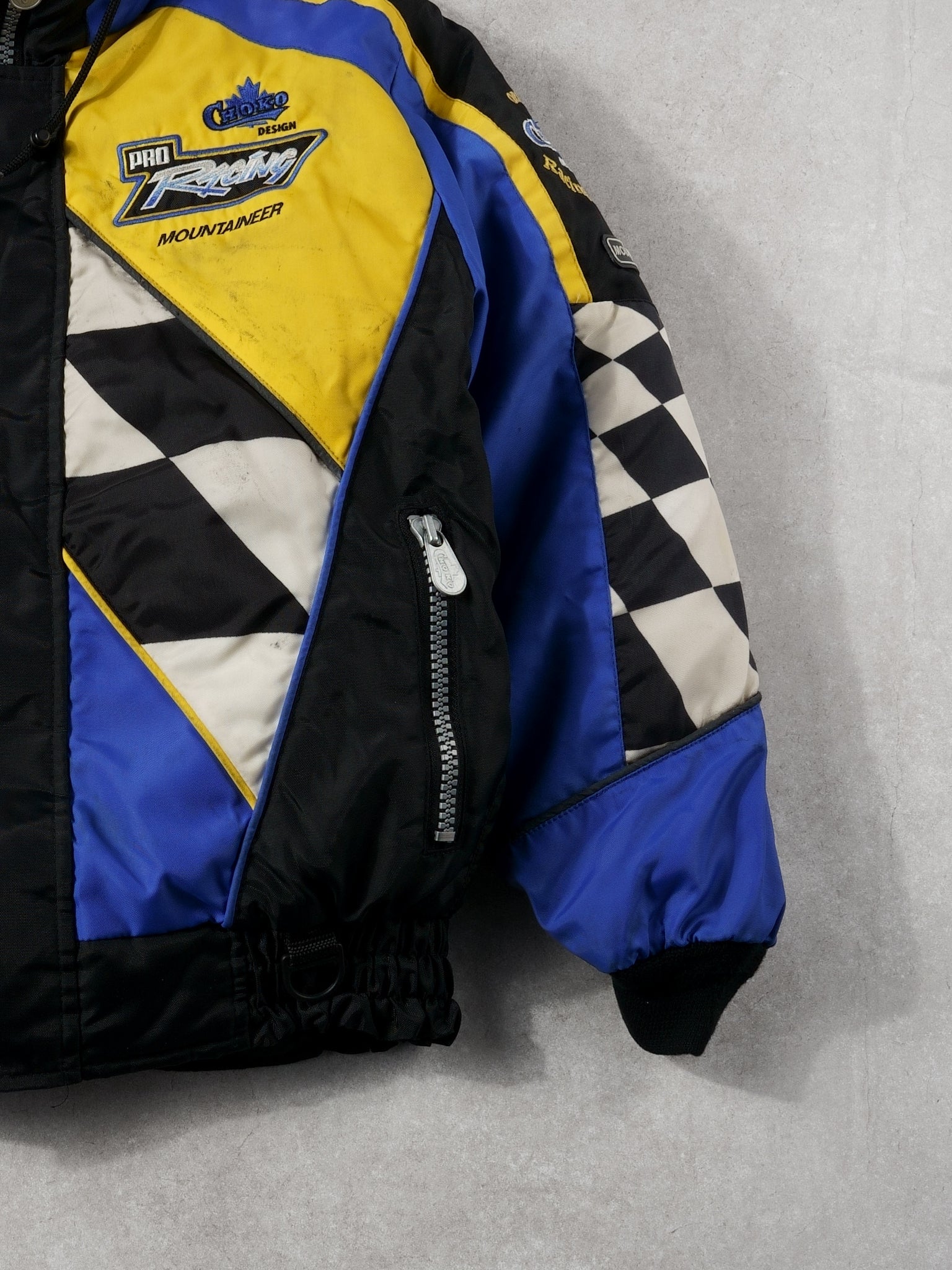 Vintage 90s Blue and Yellow Chako Racing Pro Insulated Racing Jacket (M)