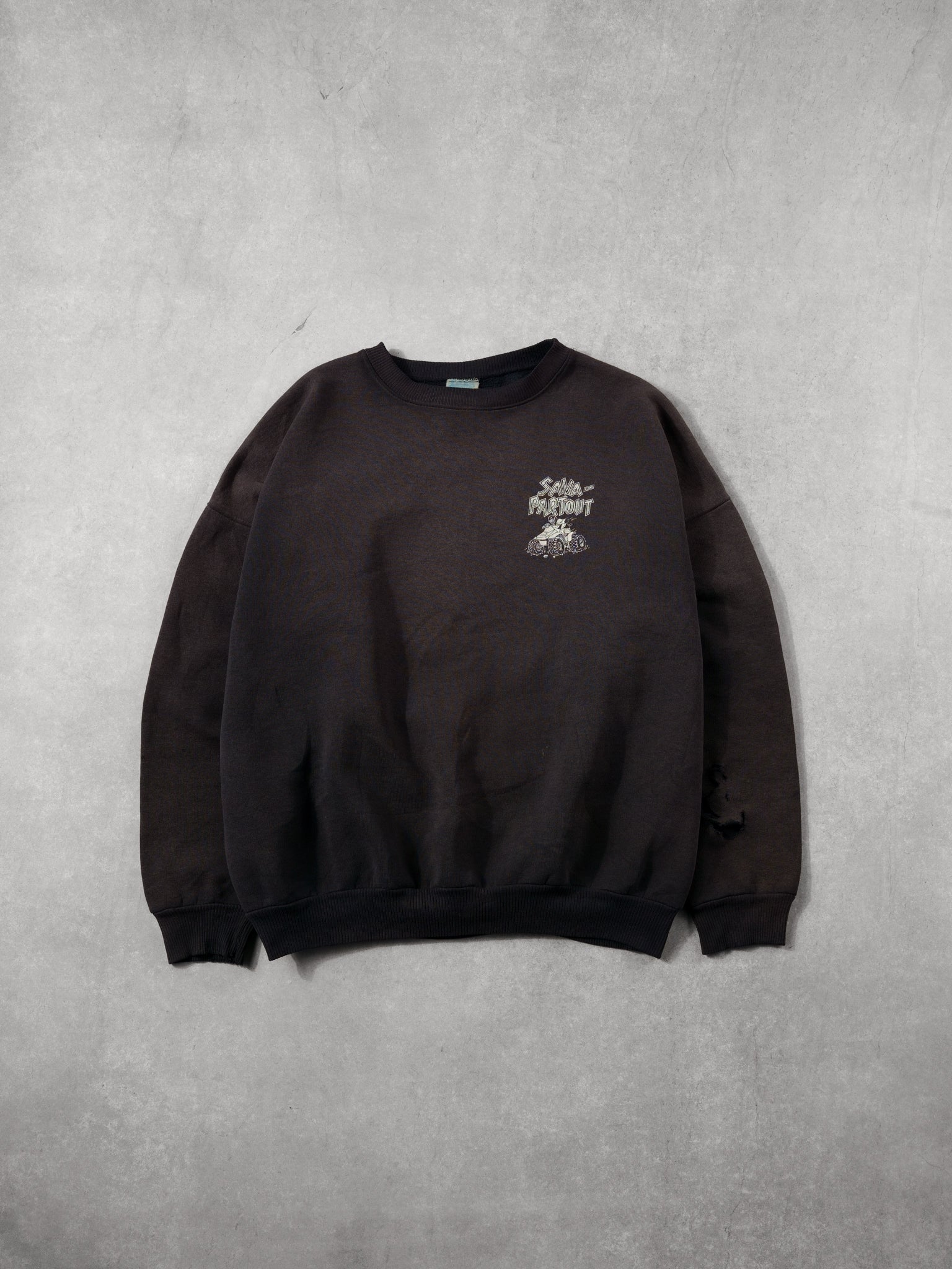 Vintage 90s Sunfaded Black Noras "Sava-Partout" Crewneck (XL)