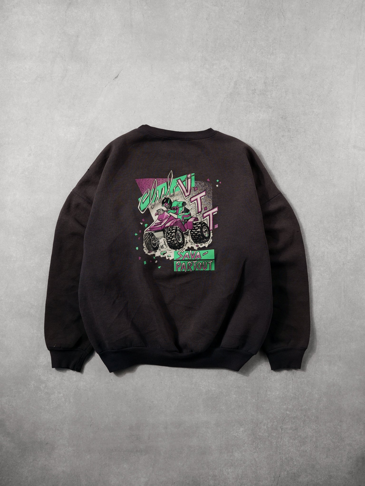 Vintage 90s Sunfaded Black Noras "Sava-Partout" Crewneck (XL)