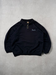 Vintage 80s Navy Blue Paris 1/4 Button Sweatshirt (L)