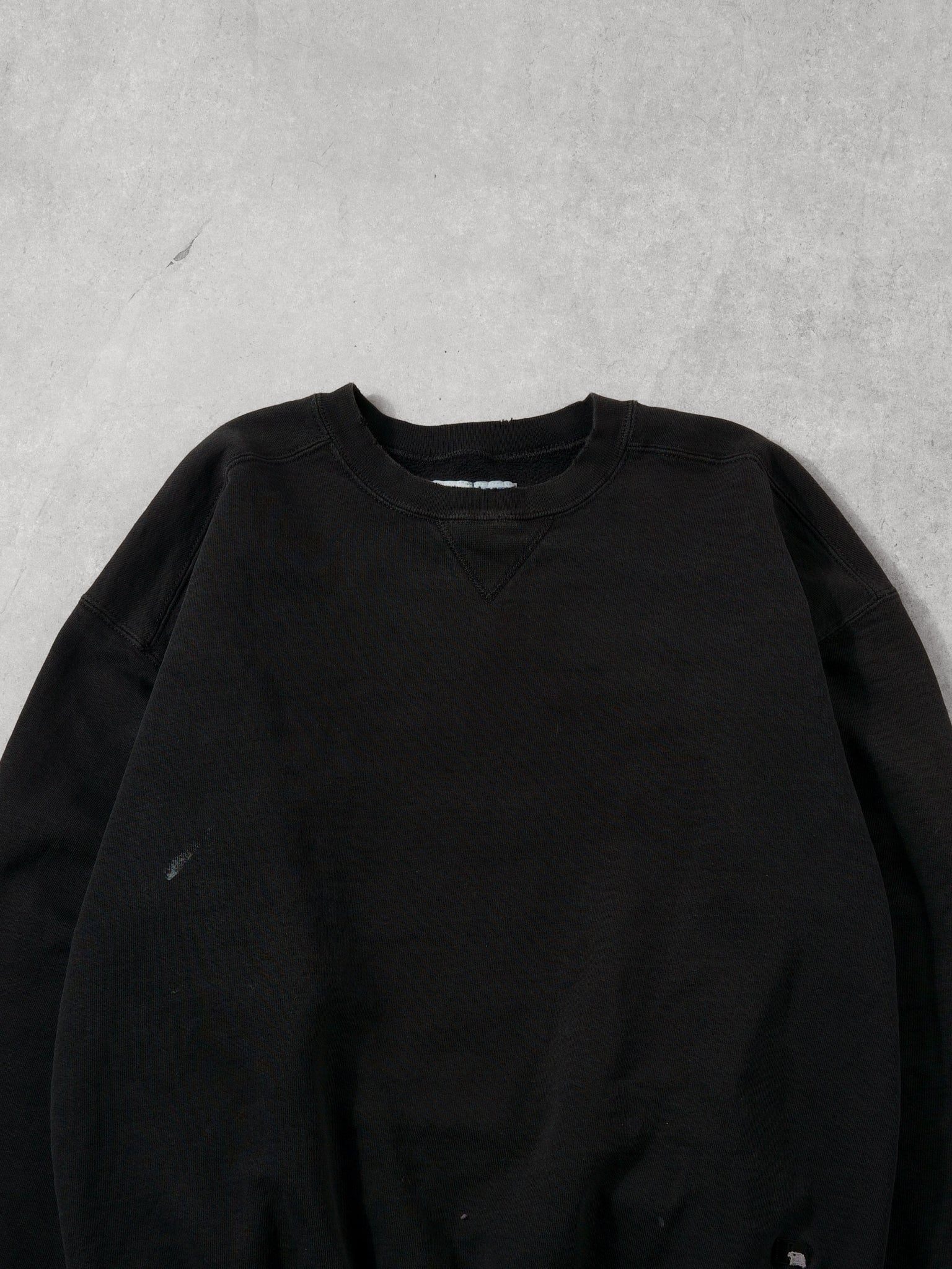 Vintage 90s Washed Black Russell Athletics Blank Crewneck (L)