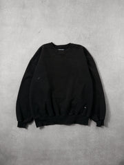 Vintage 90s Washed Black Russell Athletics Blank Crewneck (L)