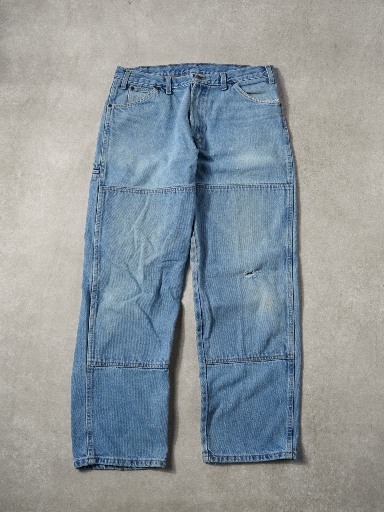 Vintage 90s Light Blue Dickies Double Knee Carpenter Denim Jeans (34x30)