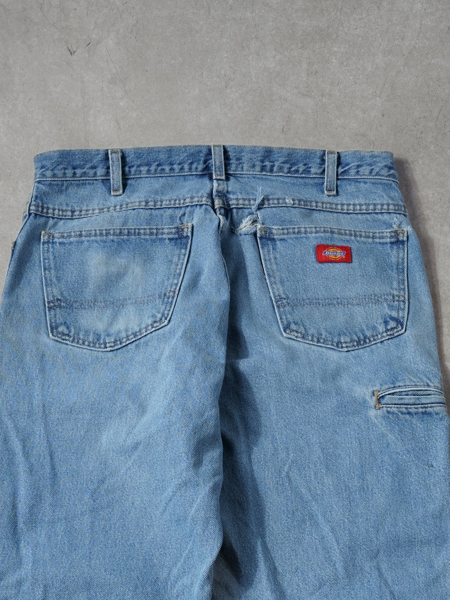 Vintage 90s Light Blue Dickies Double Knee Carpenter Denim Jeans (34x30)