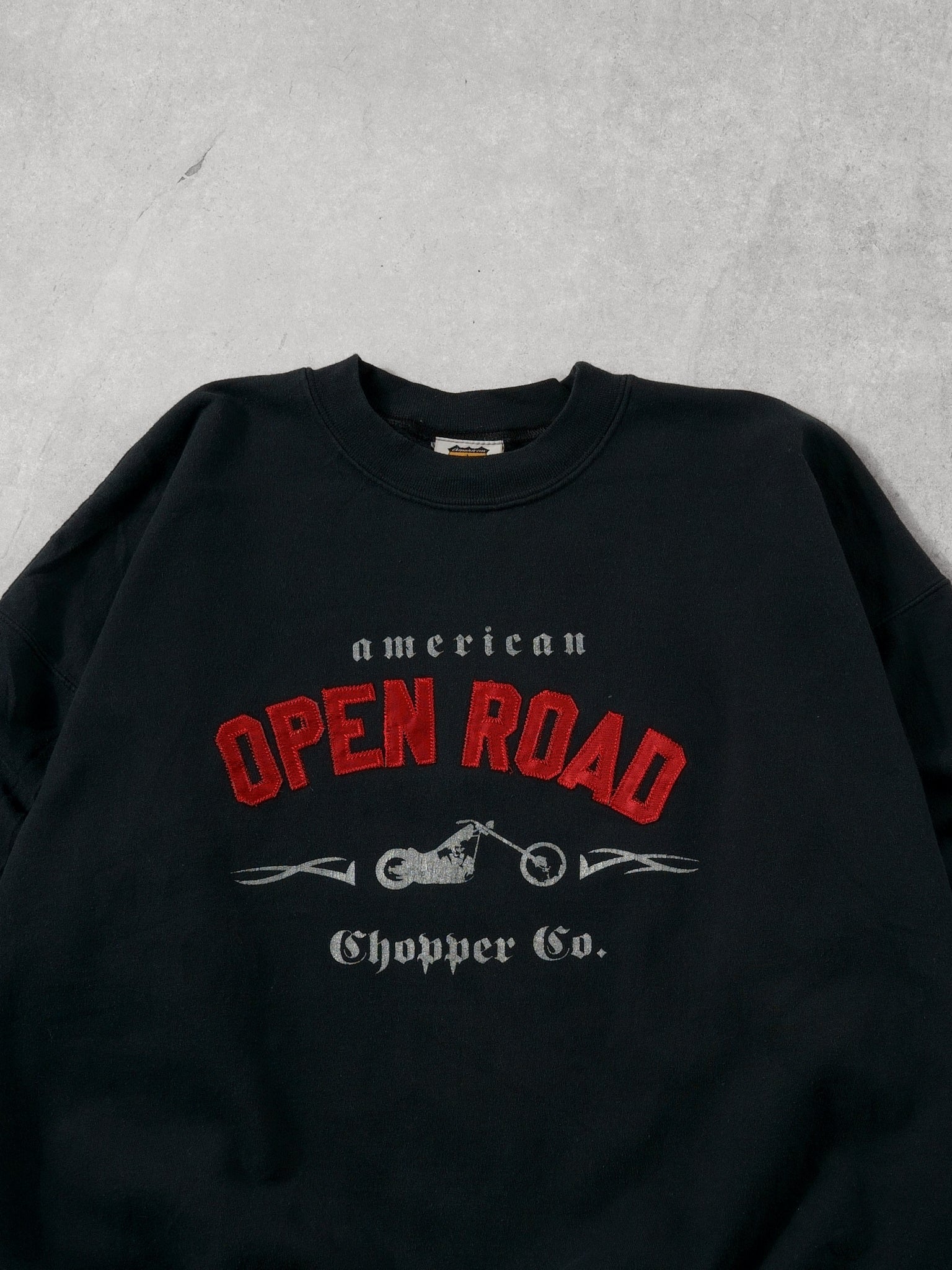 Vintage 90s Black American Open Road Chopper Co. Crewneck (XL)