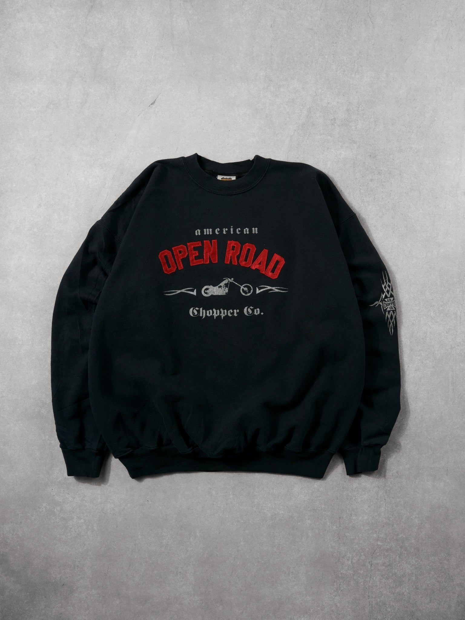 Vintage 90s Black American Open Road Chopper Co. Crewneck (XL)