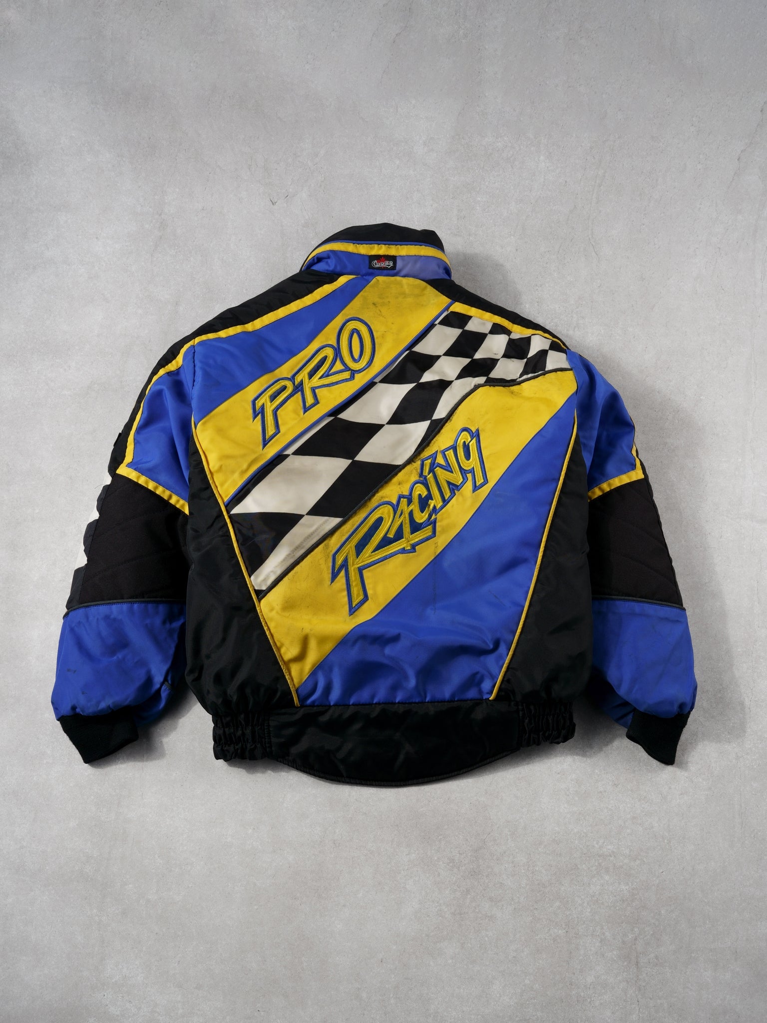 Vintage 90s Blue and Yellow Chako Racing Pro Insulated Racing Jacket (M)