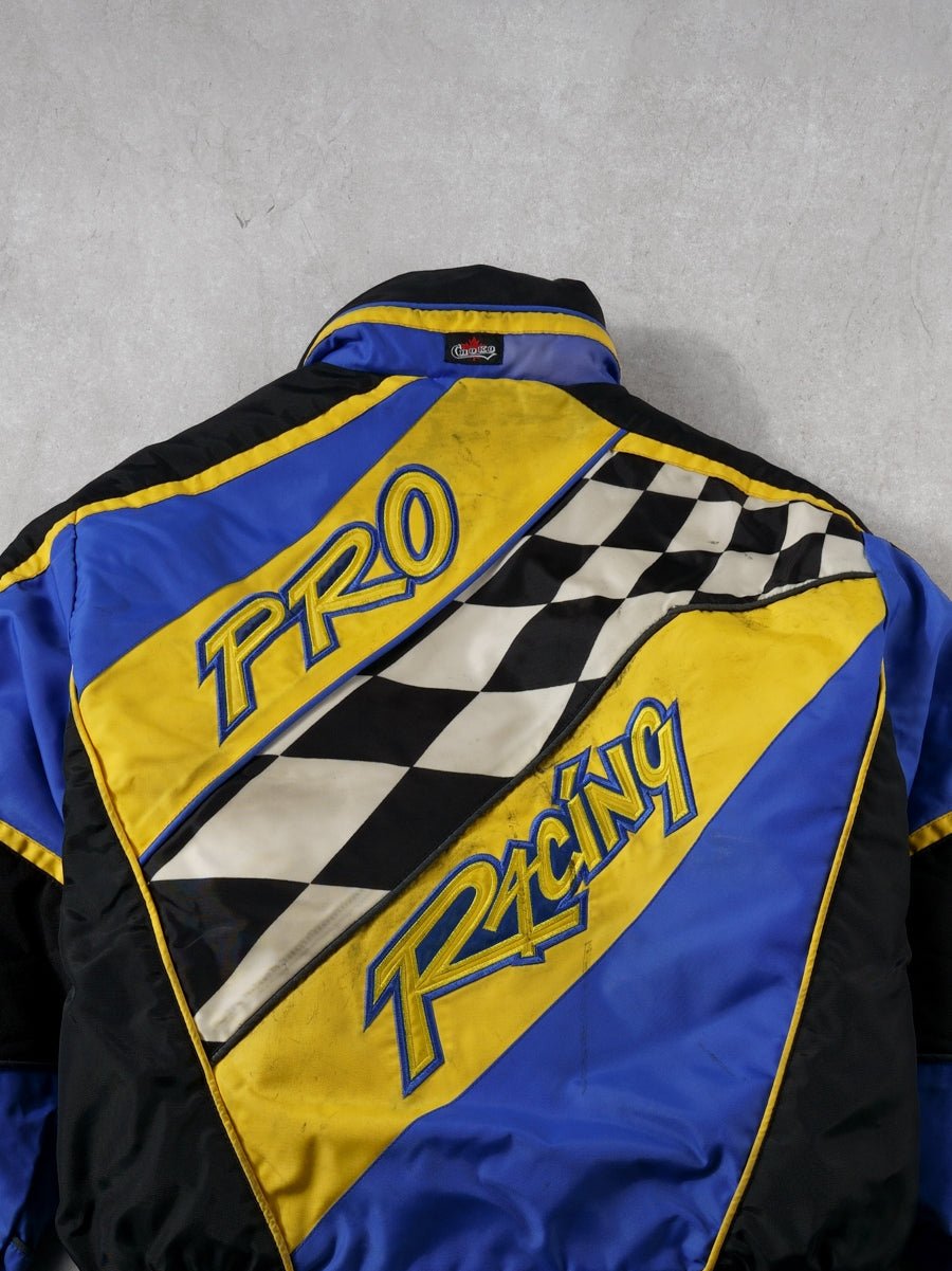 Vintage 90s Blue and Yellow Chako Racing Pro Insulated Racing Jacket (M)