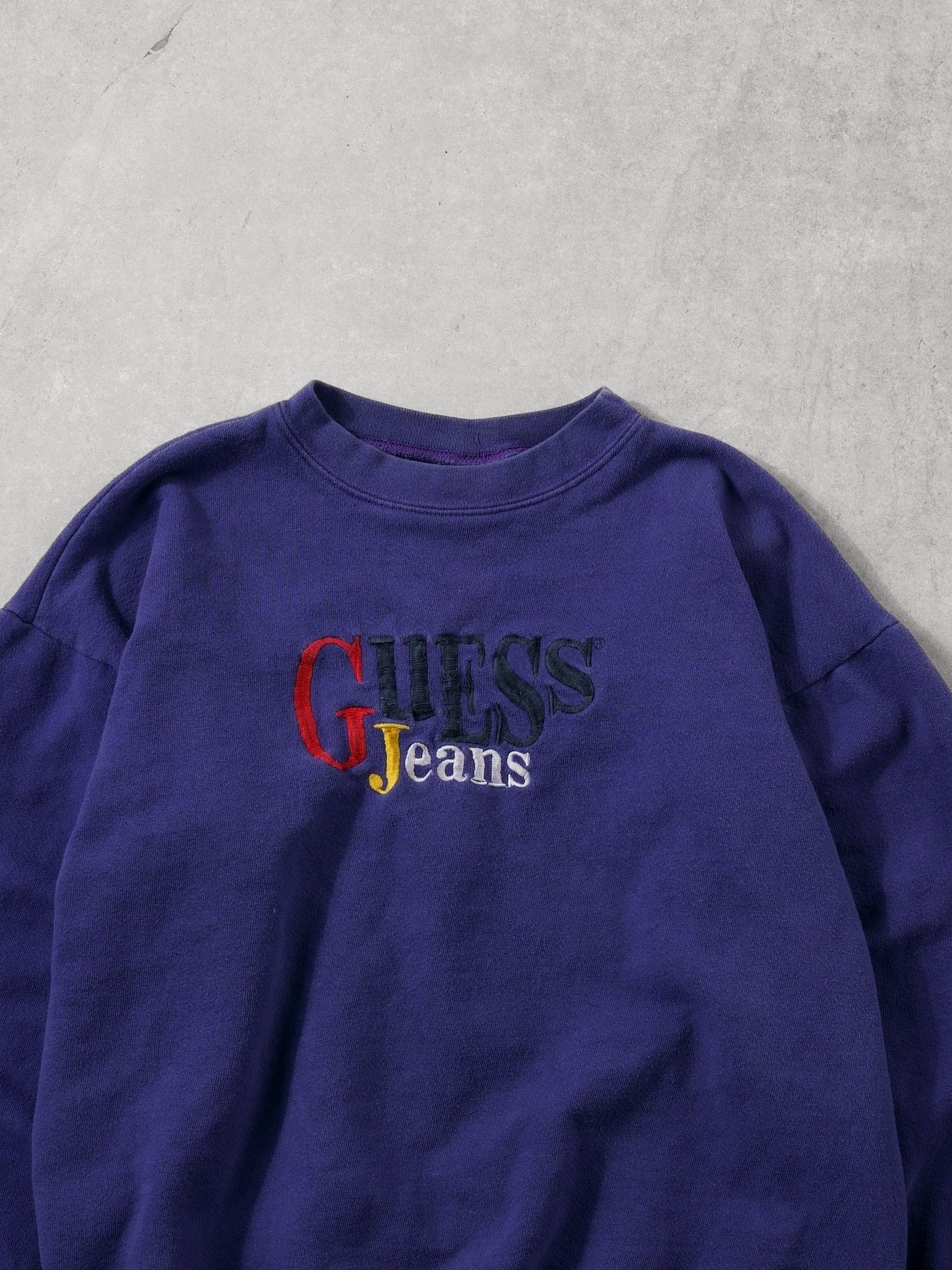 Vintage 90s Purple Guess Jeans Emboridered Crewneck (M)