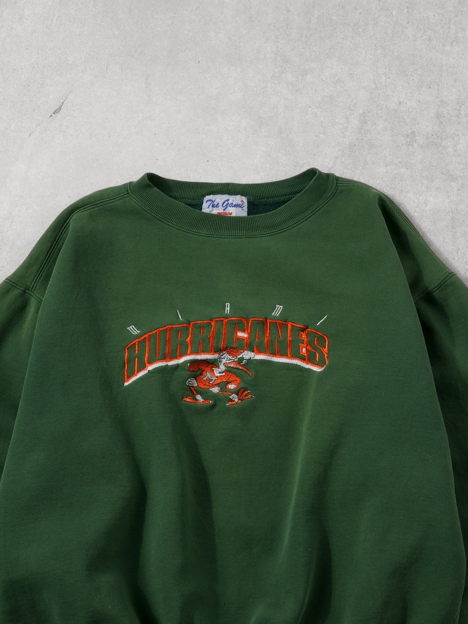 Vintage 90s Forest Green Miami Hurriances Crewneck (L)