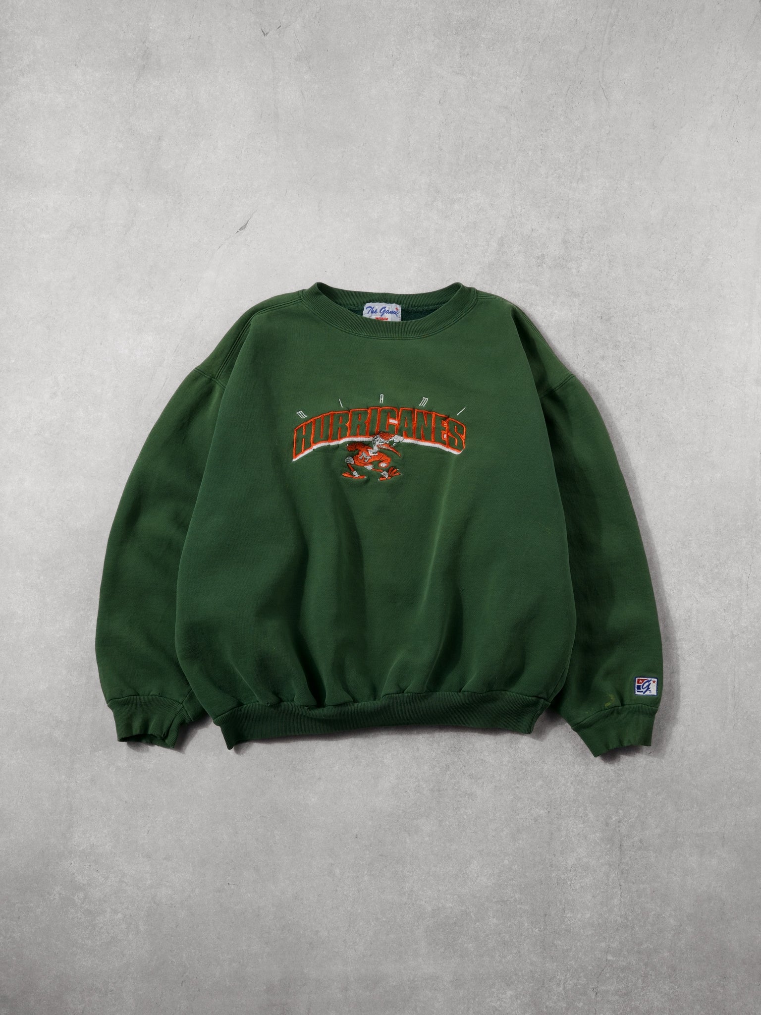 Vintage 90s Forest Green Miami Hurriances Crewneck (L)