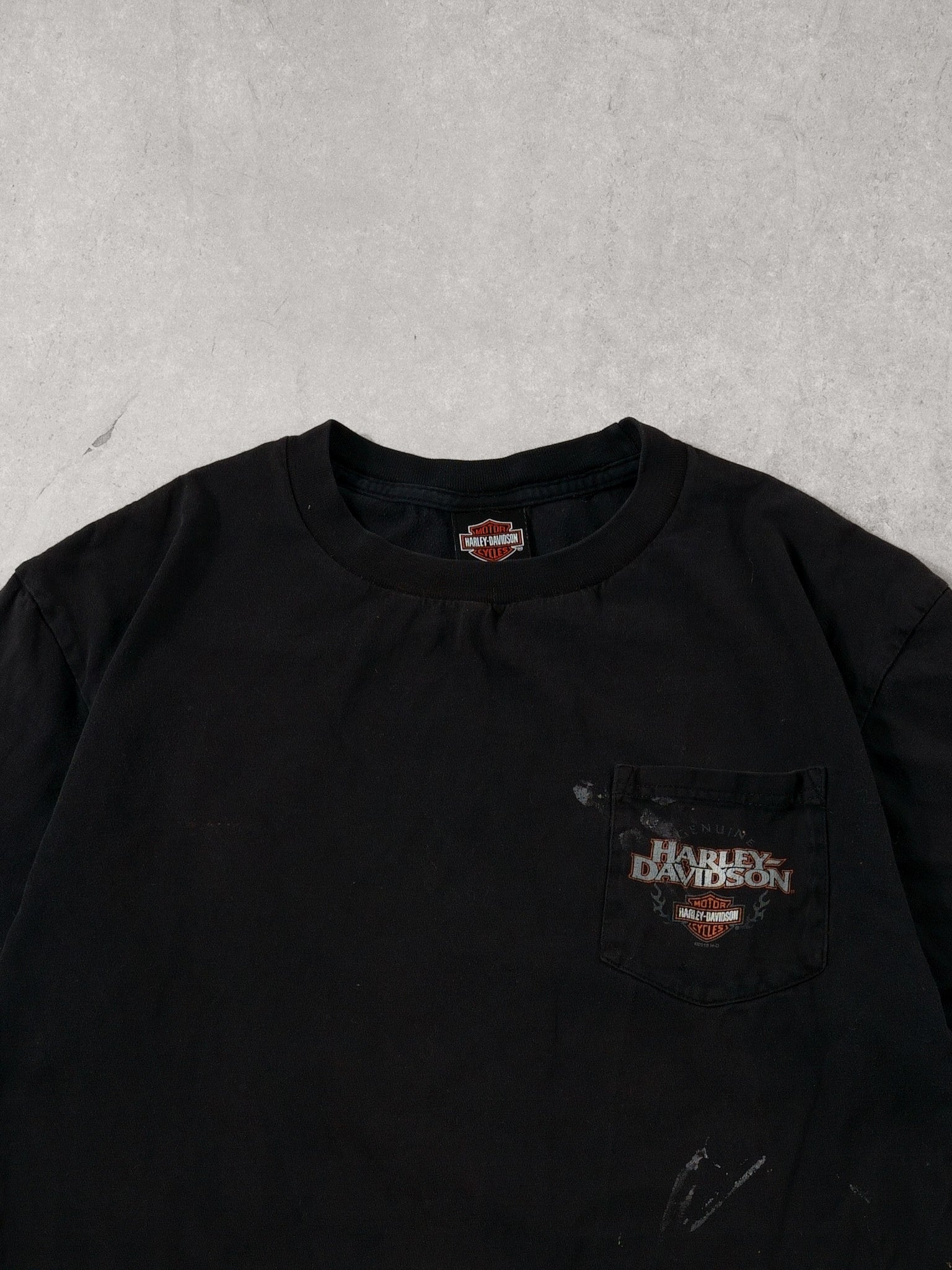 VIntage 09' Washed Black Latus Motors Harley Davidson Gladstone Oregon Tee (M)