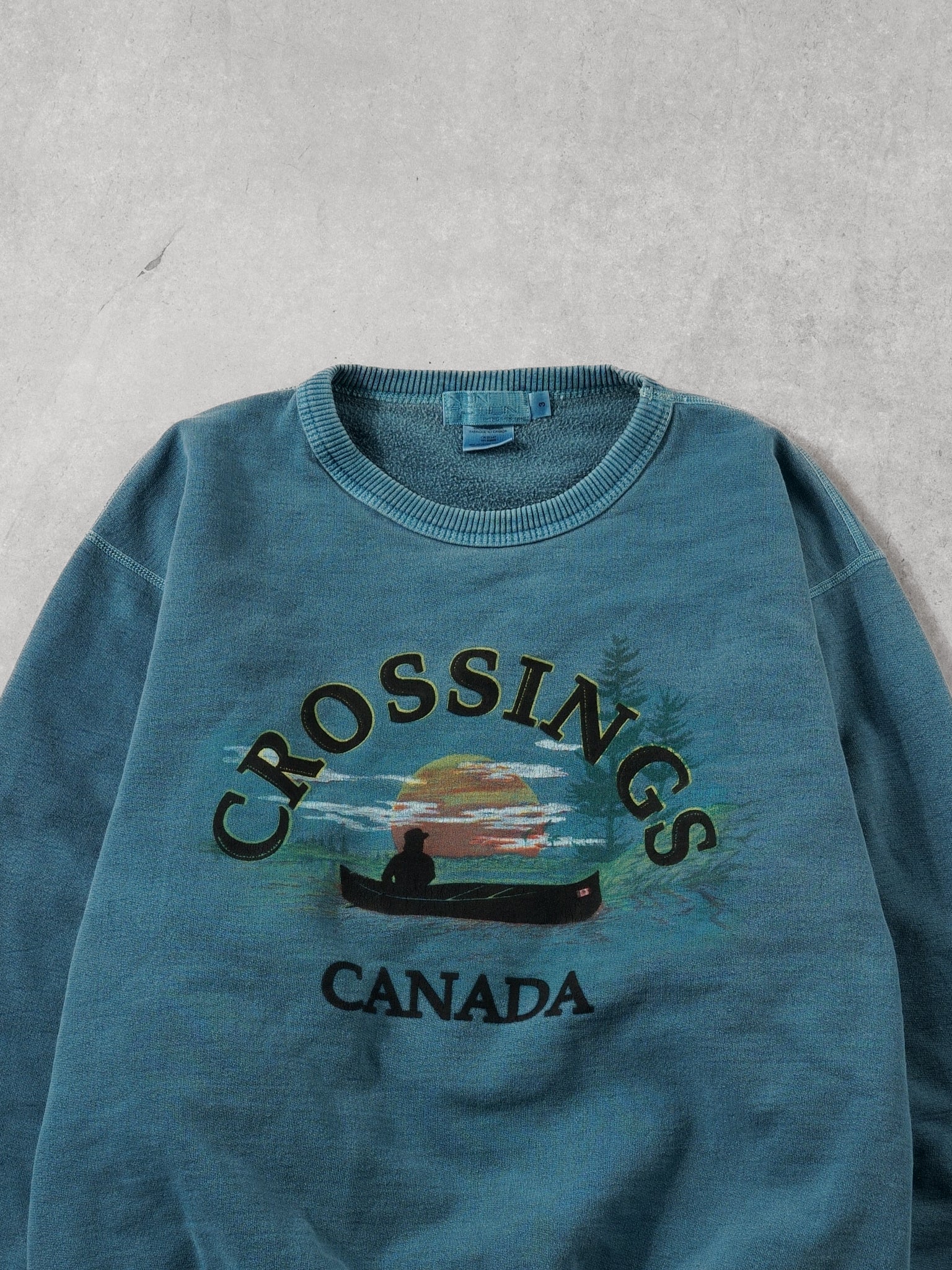 Vintage 90s Teal Crossings Canada Graphic Crewneck (XL)