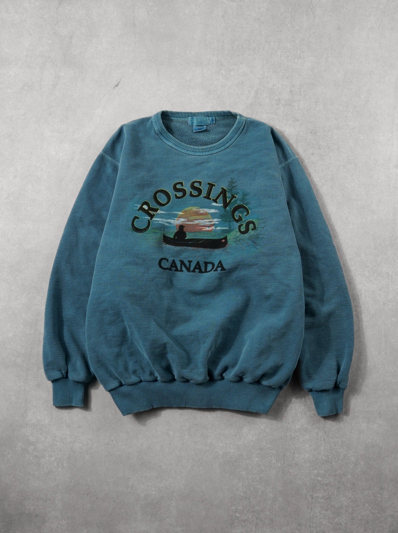 Vintage 90s Teal Crossings Canada Graphic Crewneck (XL)