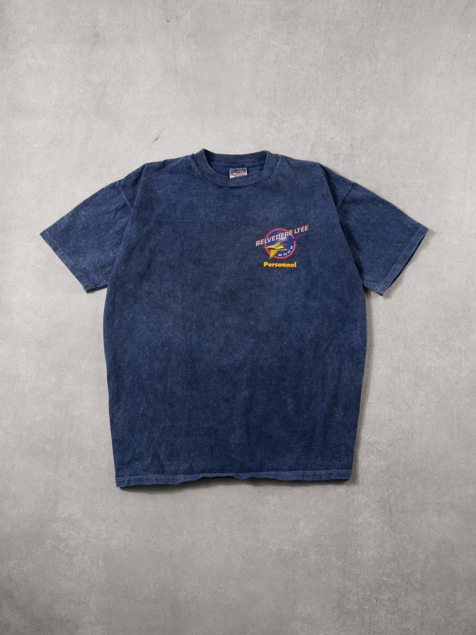 Vintage 90s Navy Blue Belvedere LTEE Rock Personnel Tee (L)