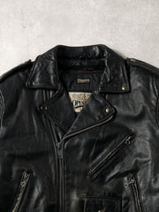 Vintage 90s Black Open Road Biker Harley Davidson Leather Jacket (L)