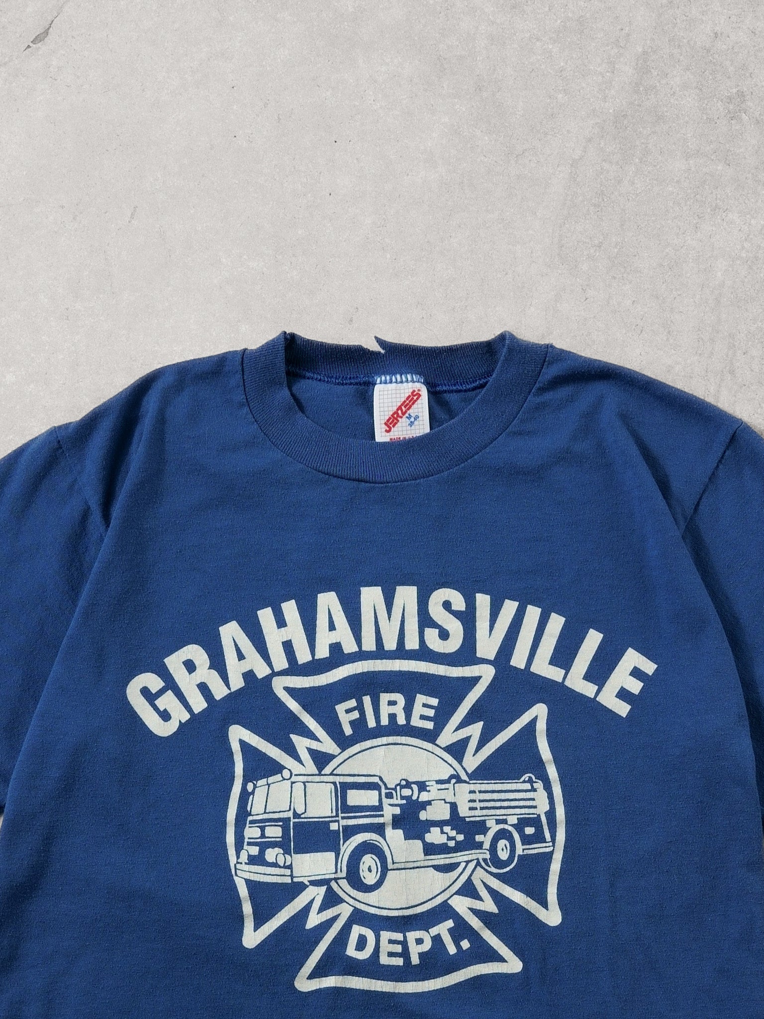 Vintage 90s Royal Blue Grahamsville Fire Dept Single Stitched Graphic Tee (s)