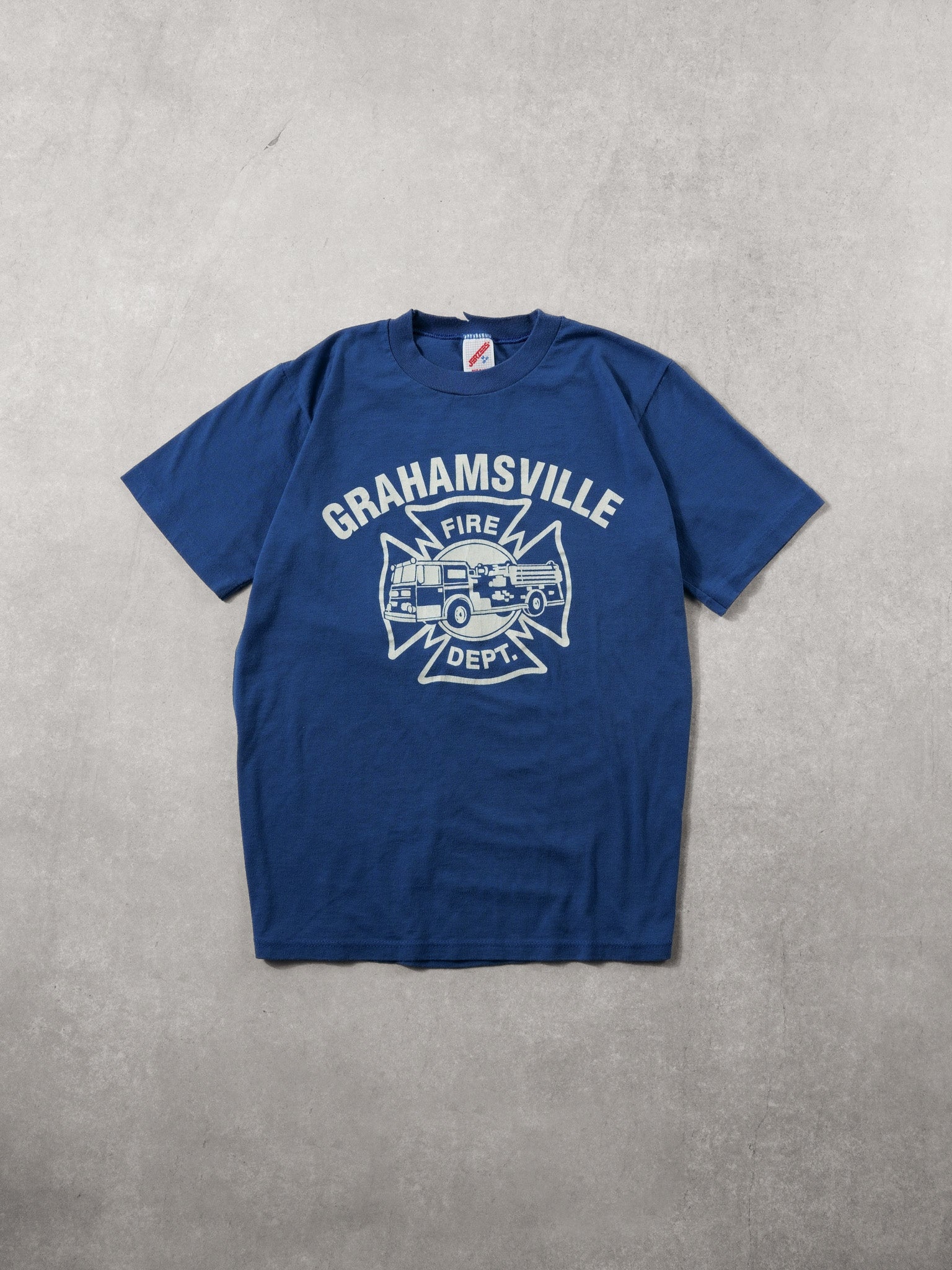Vintage 90s Royal Blue Grahamsville Fire Dept Single Stitched Graphic Tee (s)