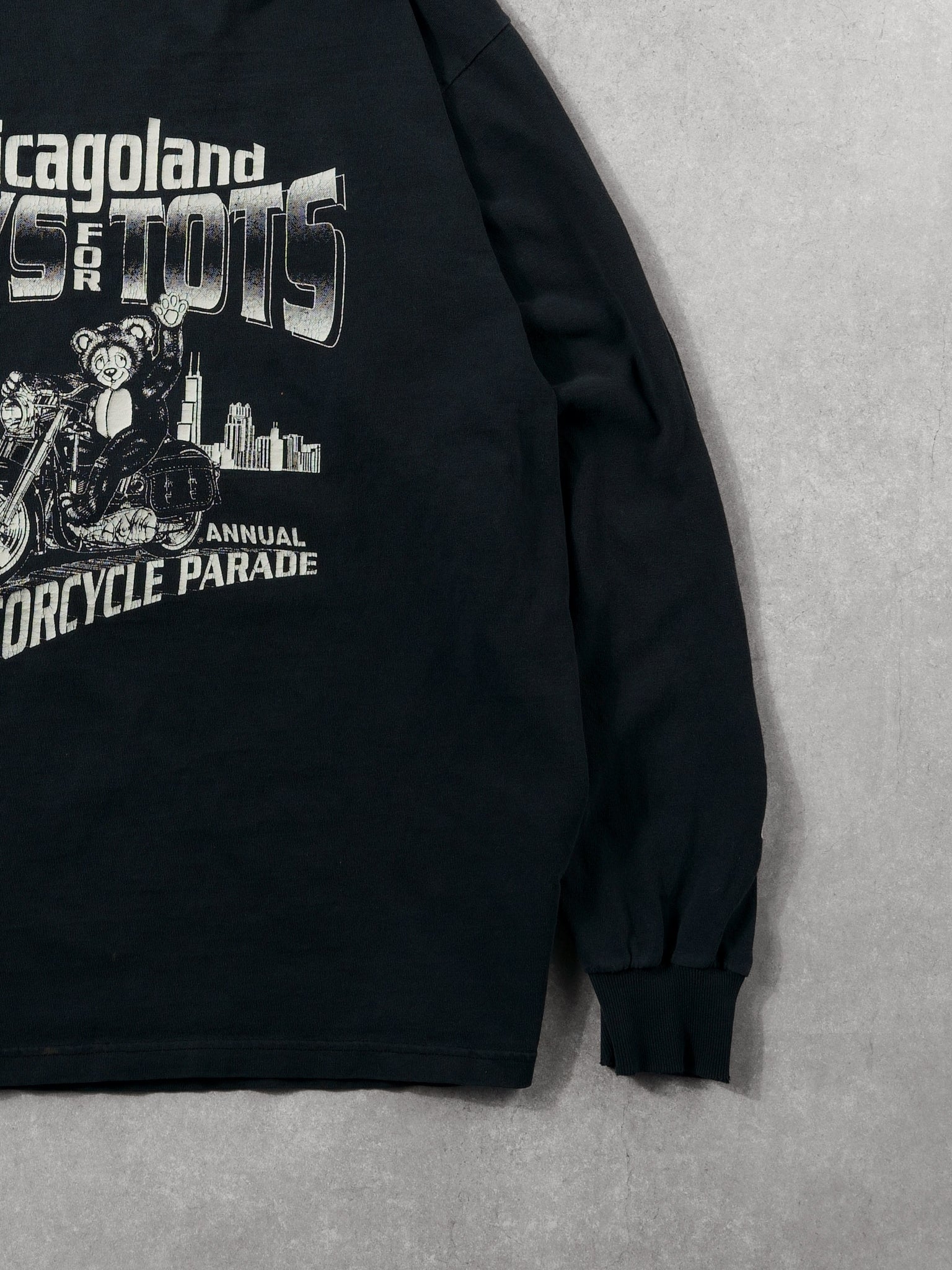 Vintage 90s Black Chicagoland Toys for Tots Motorcycle Parade Longsleeve (L)