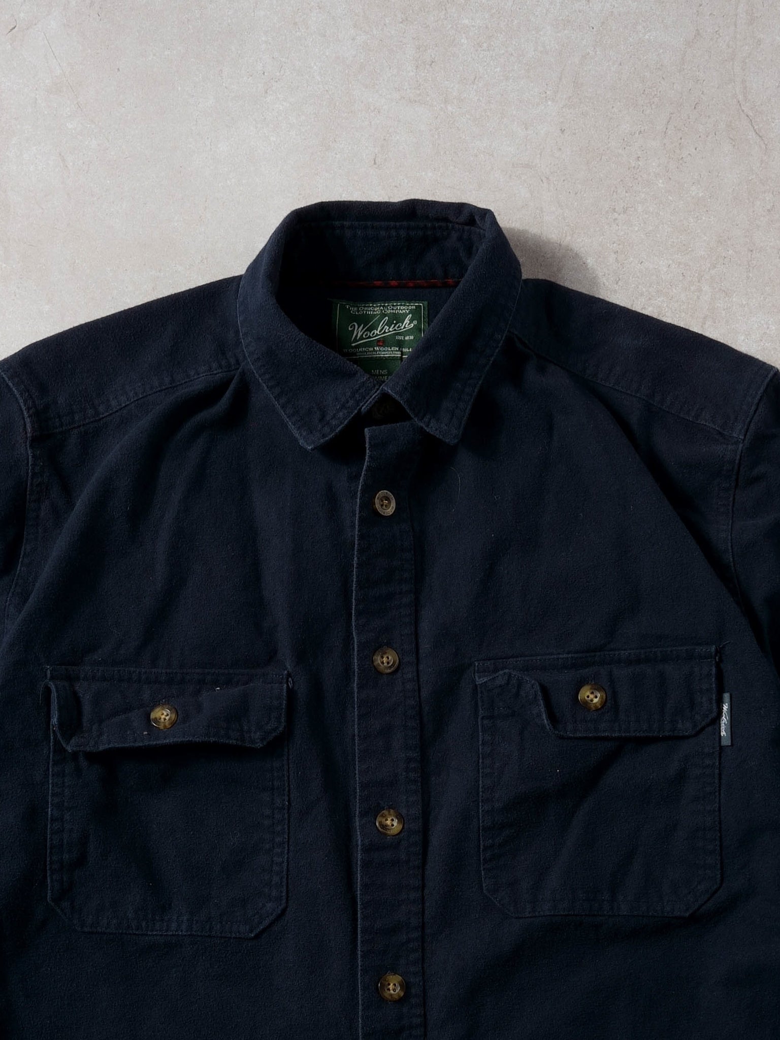 Vintage 90s Navy Blue Woolrich Collared Button Up (L)