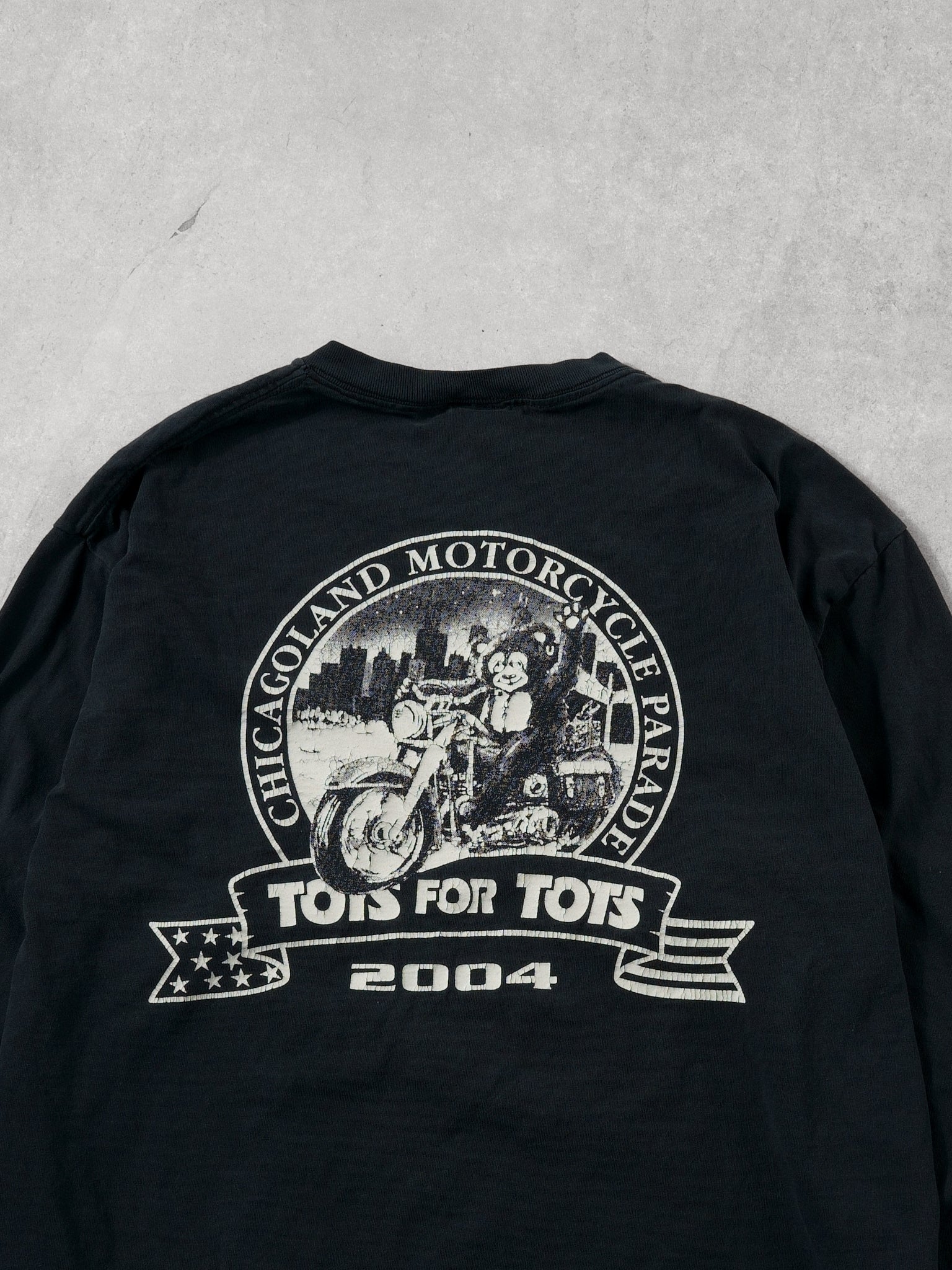 Vintage 90s Black Chicagoland Toys for Tots Motorcycle Parade Longsleeve (L)