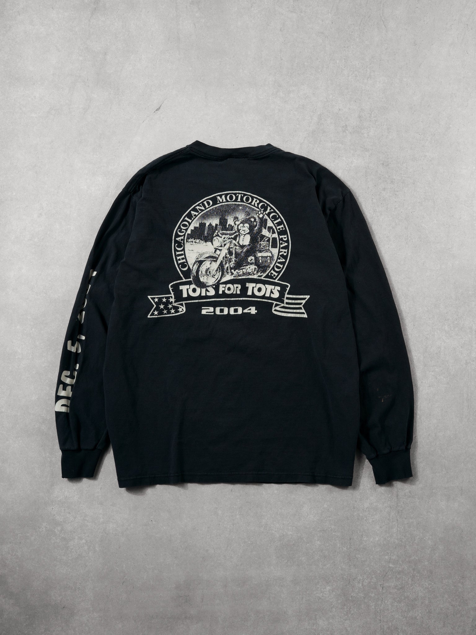 Vintage 90s Black Chicagoland Toys for Tots Motorcycle Parade Longsleeve (L)