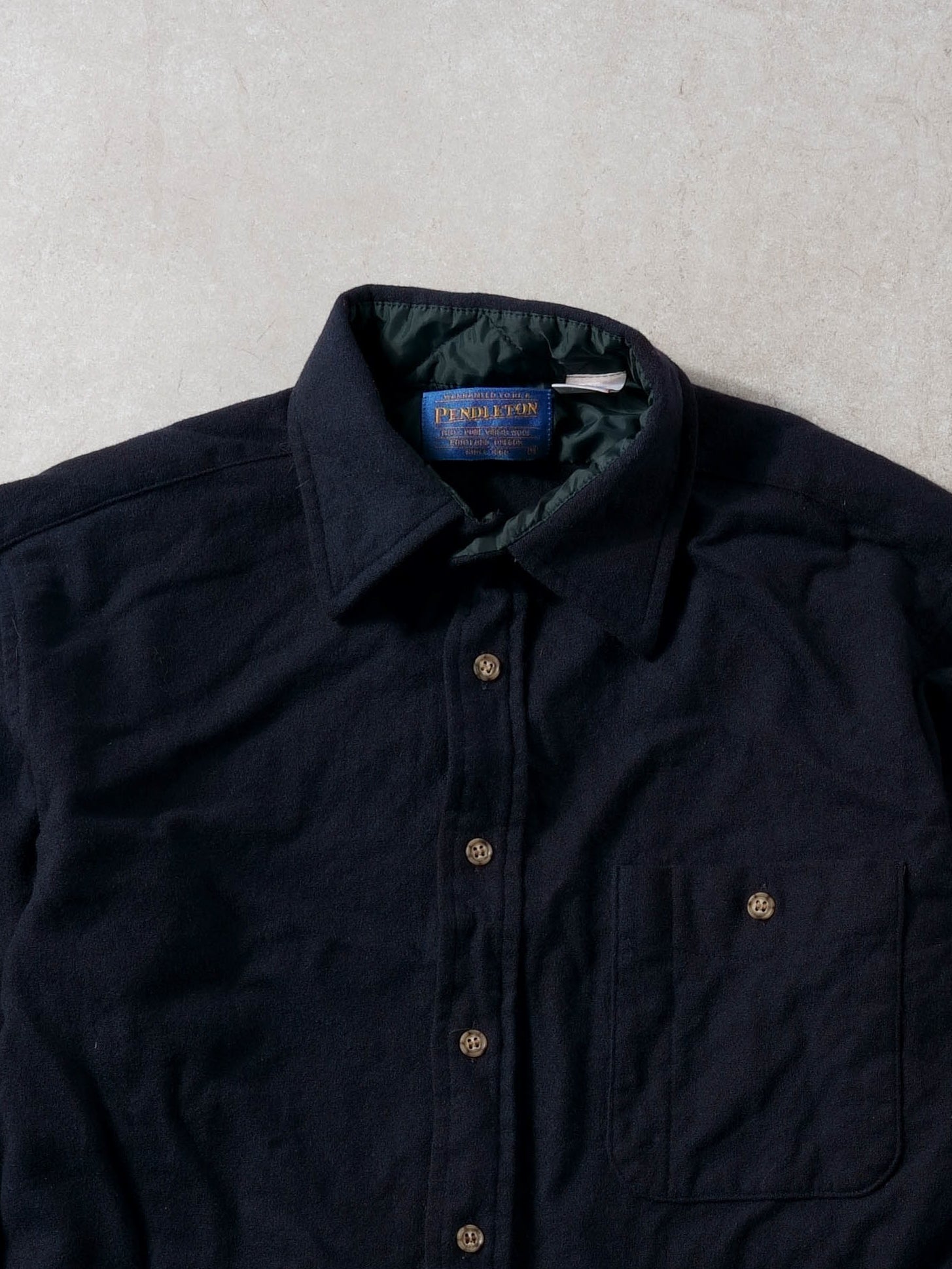 Vintage 90s Navy Blue Penbleton Virgin Wool Collared Button Up (M)