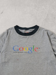 Vintage 90s Grey and Navy Blue Google "I'm Feeling Lucky" Tee (M)