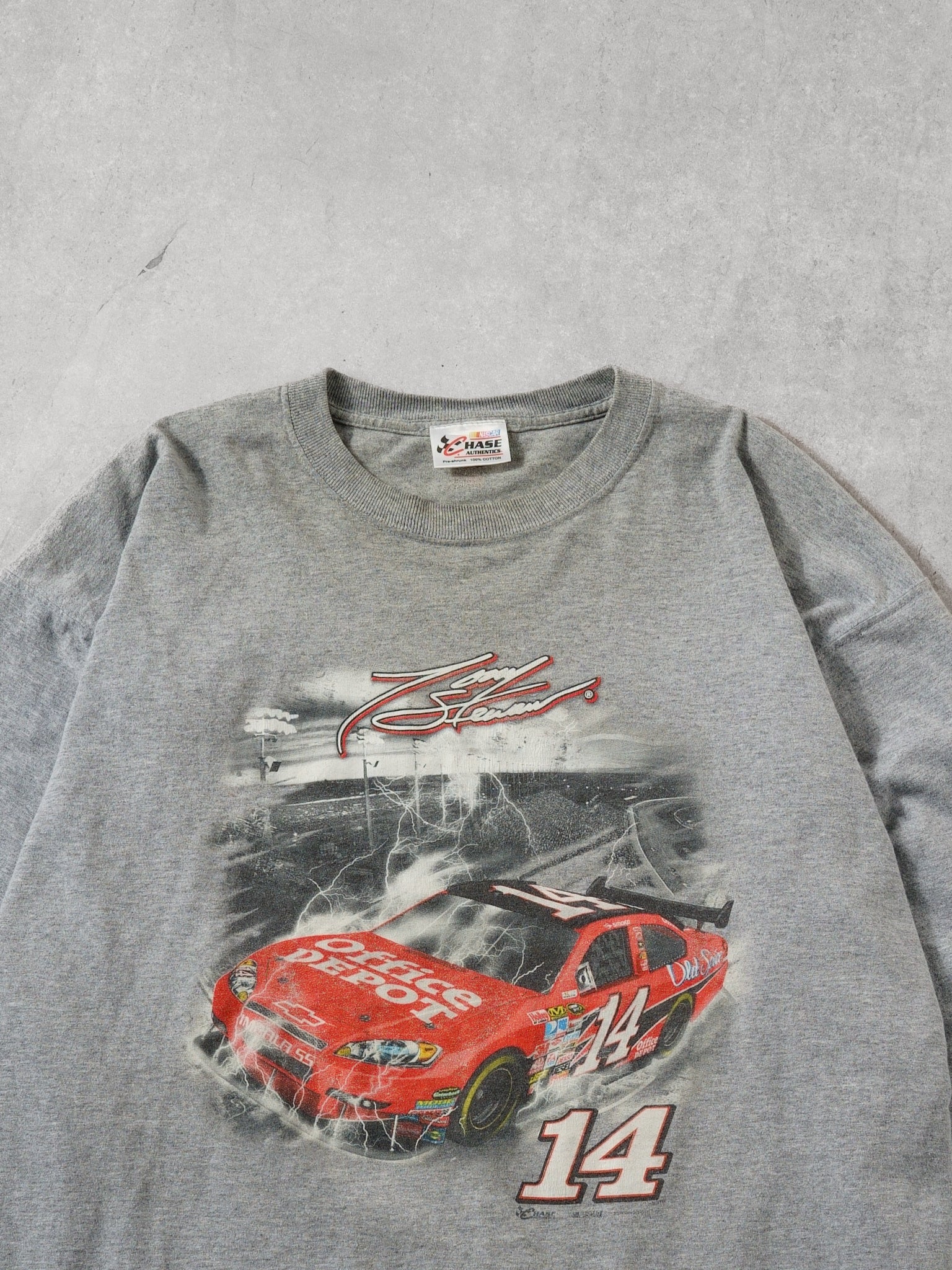 Vintage 90s Grey Tony Stewart #14 Nascar Graphic Longsleeve (XL)
