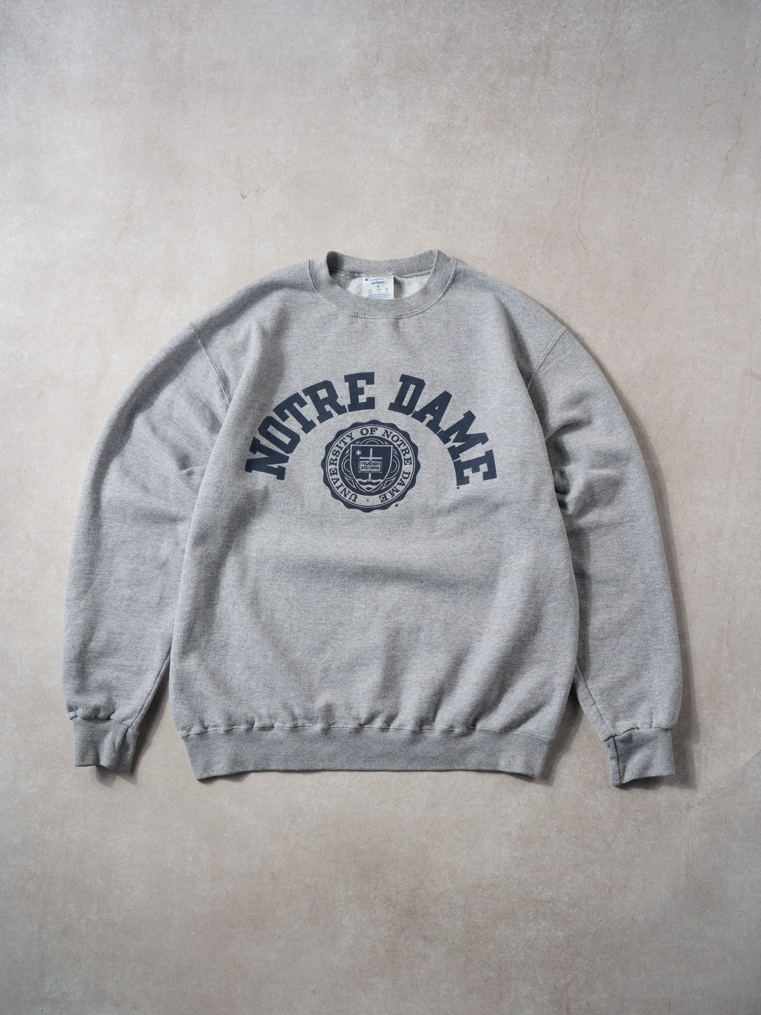 Vintage Y2K Grey Notre Dame Champion Crewneck (L)