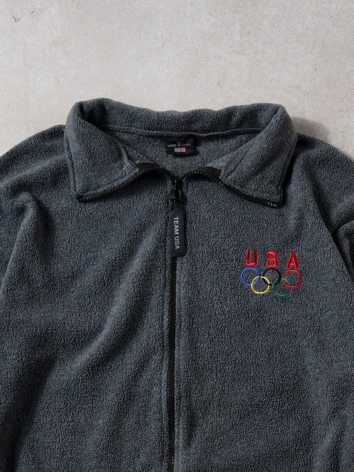 Vintage 90s Dark Grey Team USA Olympics Fleece Zipup (L)