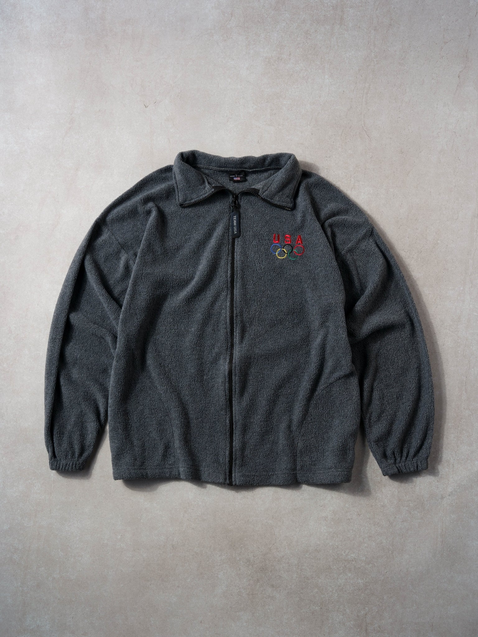 Vintage 90s Dark Grey Team USA Olympics Fleece Zipup (L)