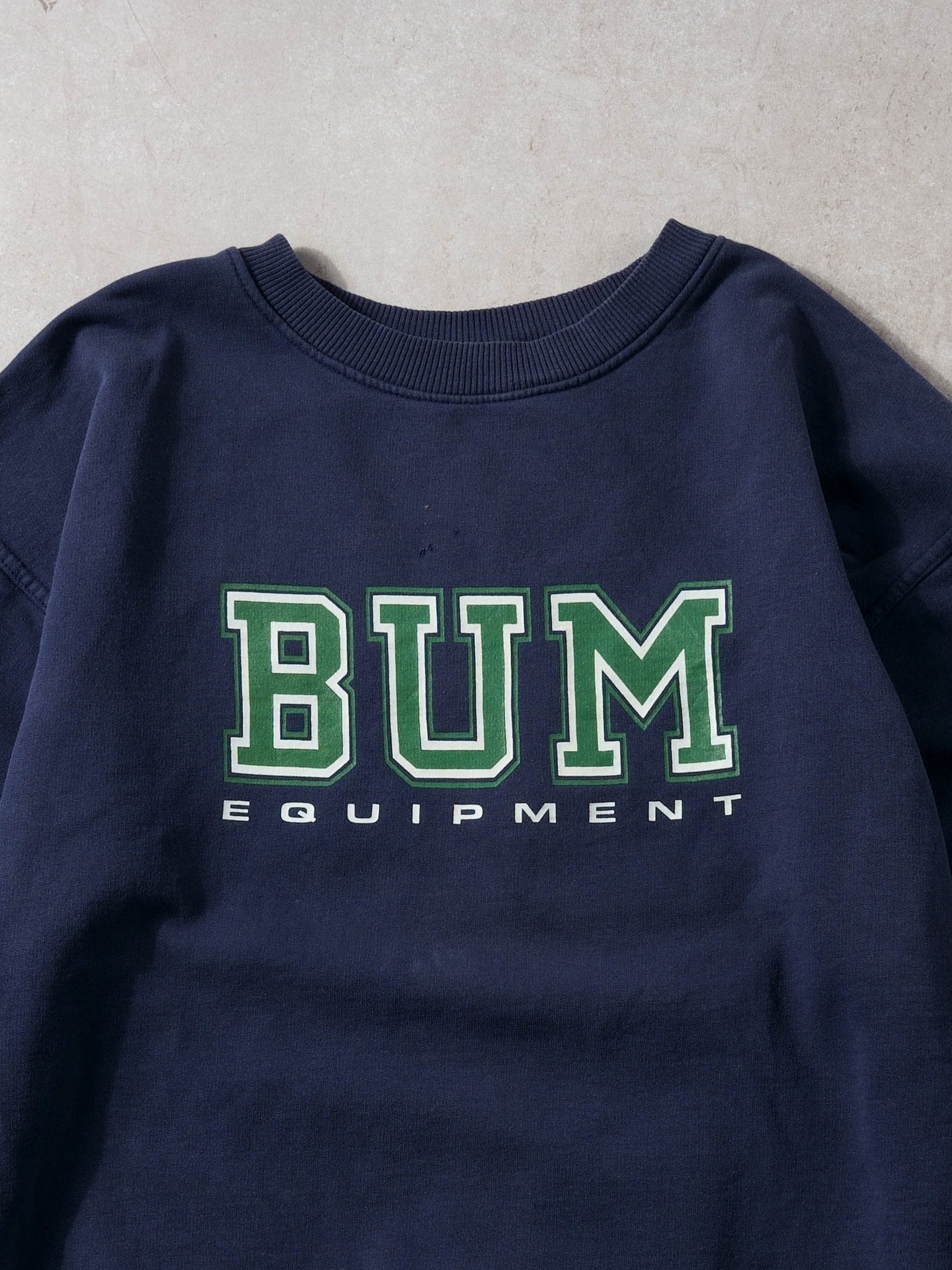 Vintage 90s Navy Blue and Green Bum Equipment Crewneck (L)