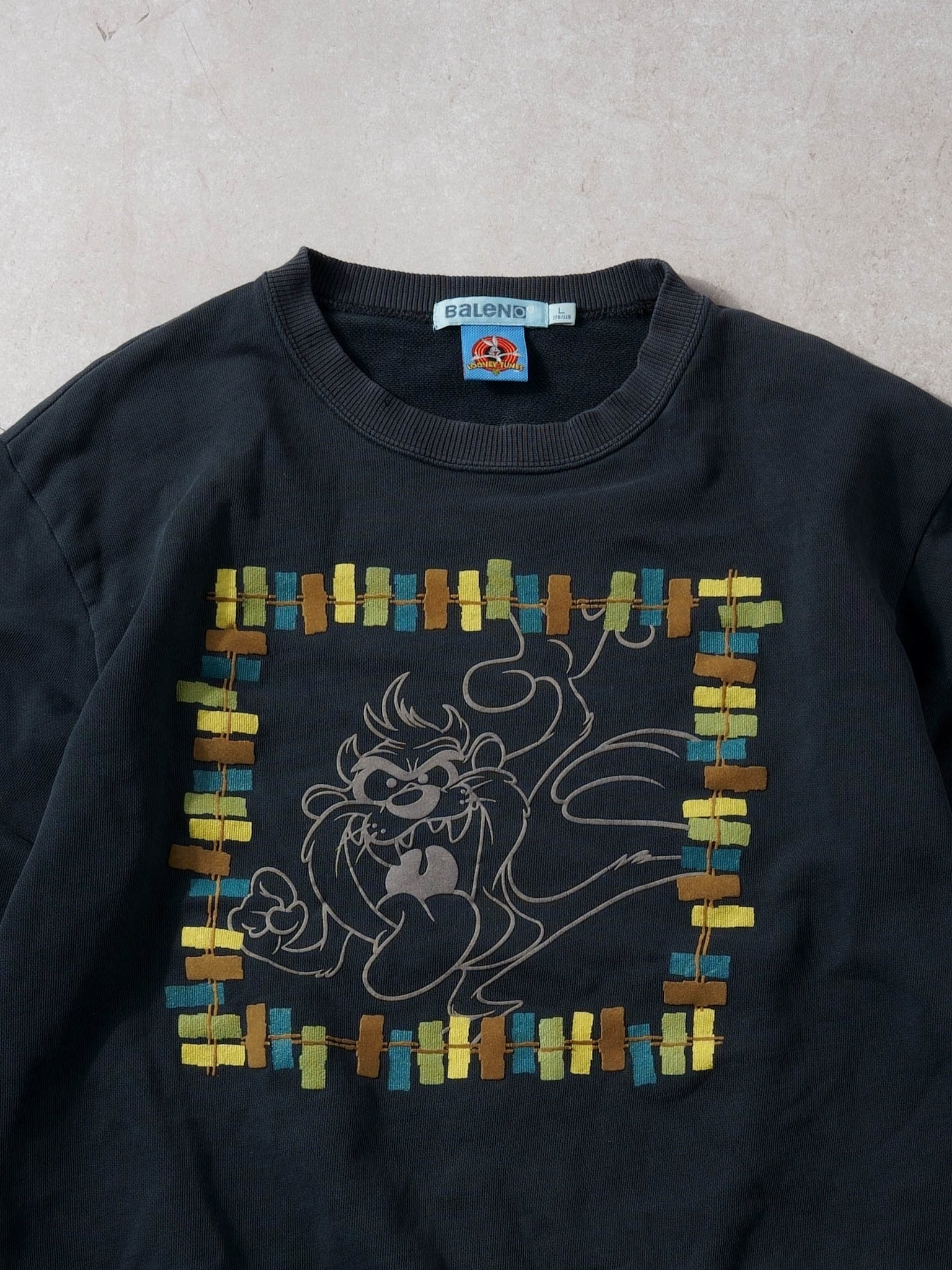Vintage 90s Dark Grey Tazz Looney Tunes Warner Bros Crewneck (M/L)