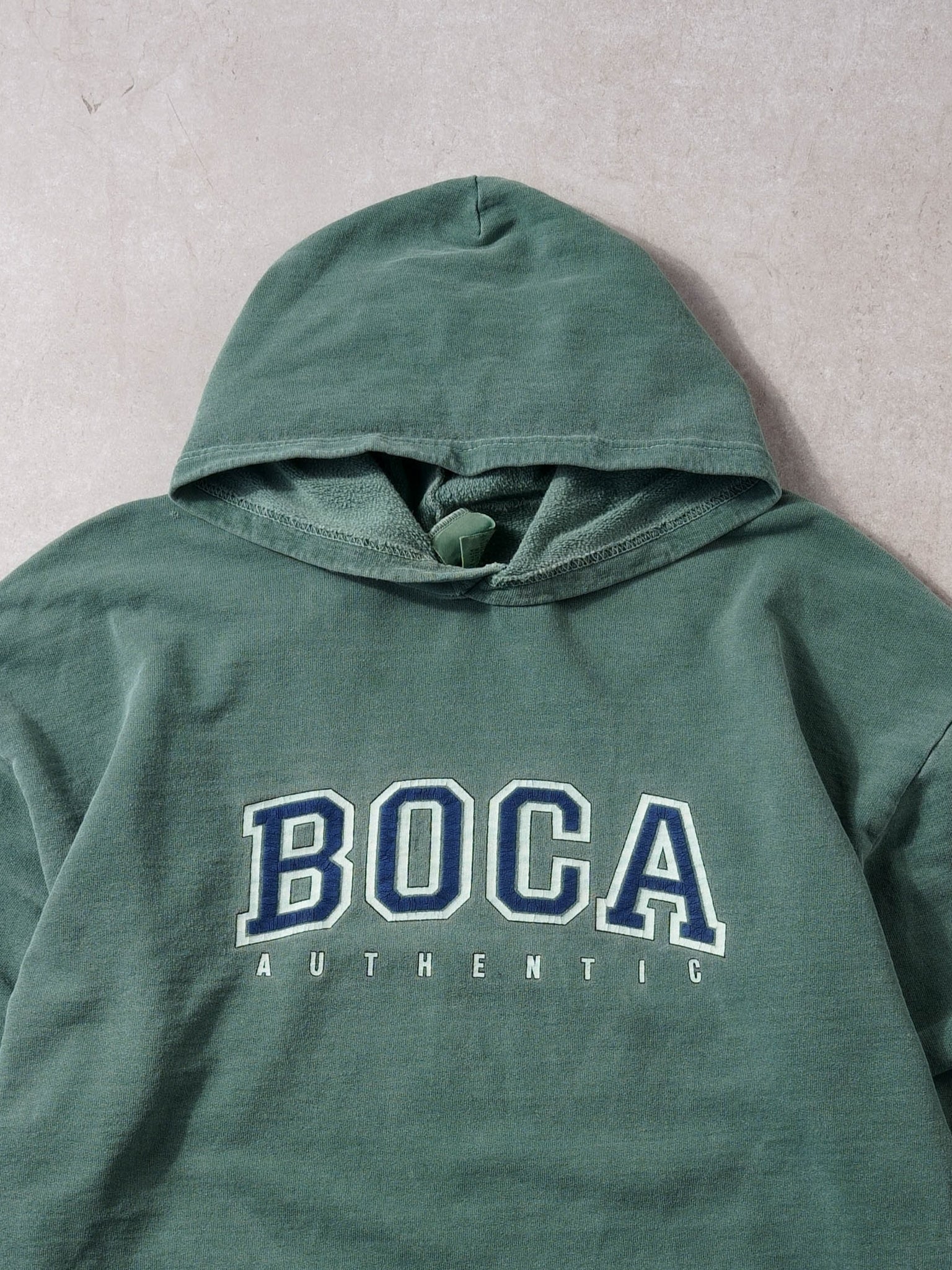 Vintage 90s Faded Green BOCA Athletics Hoodie (M/L)