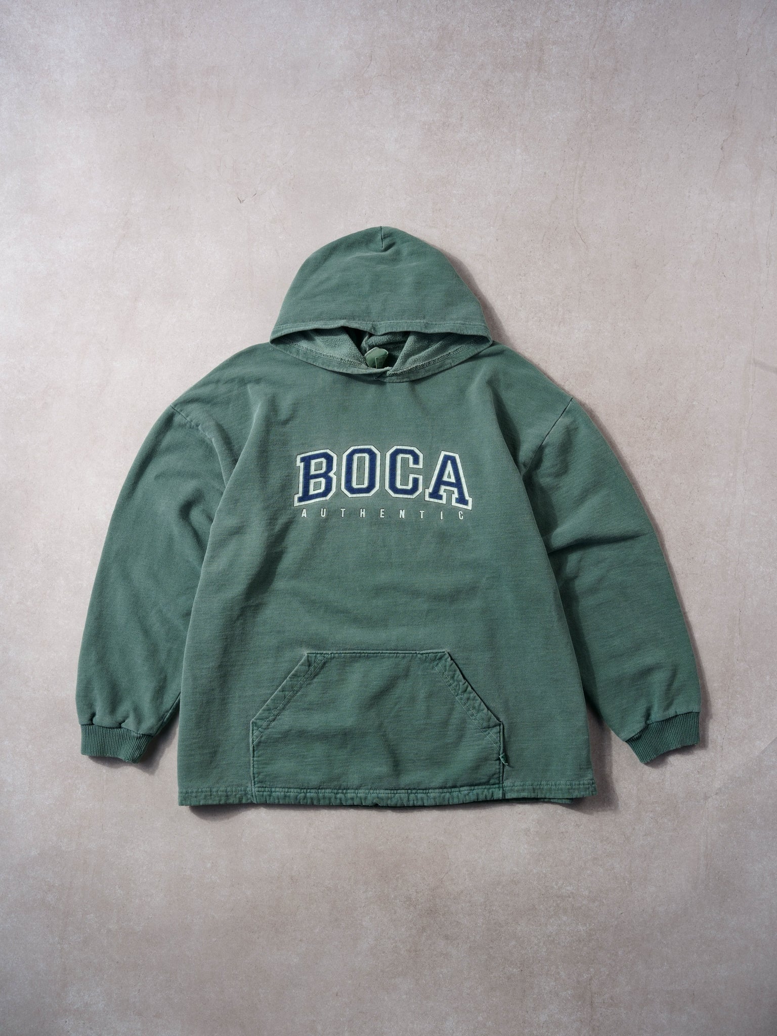Vintage 90s Faded Green BOCA Athletics Hoodie (M/L)