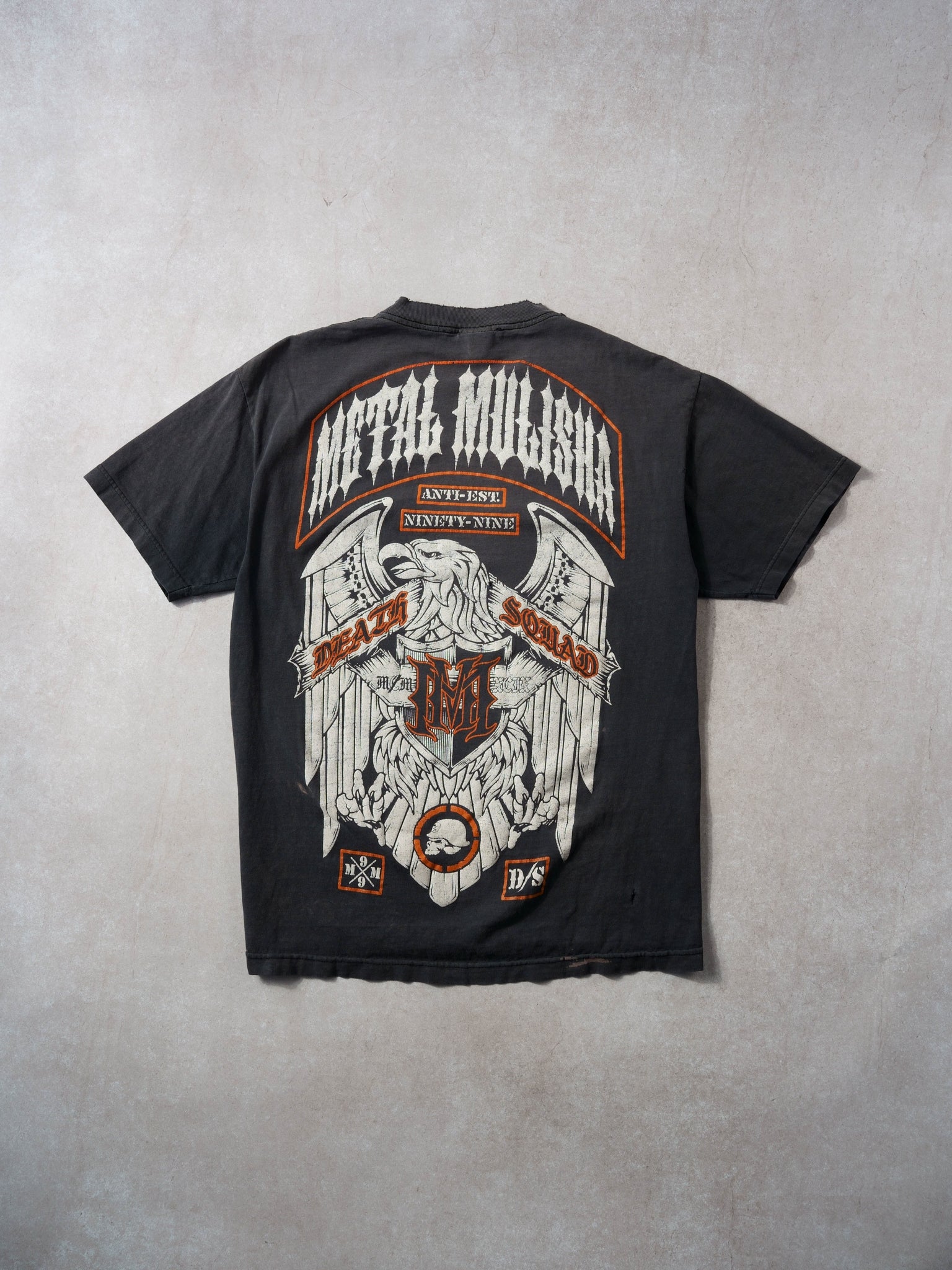 Vintage 99' Washed Black Harley Davidson Metal Mulisha Death Squad Graphic Tee (M)