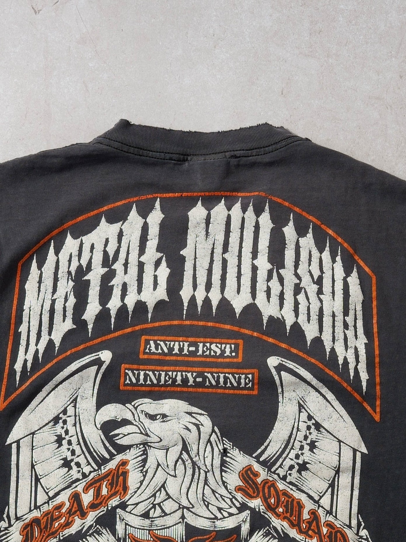 Vintage 99' Washed Black Harley Davidson Metal Mulisha Death Squad Graphic Tee (M)