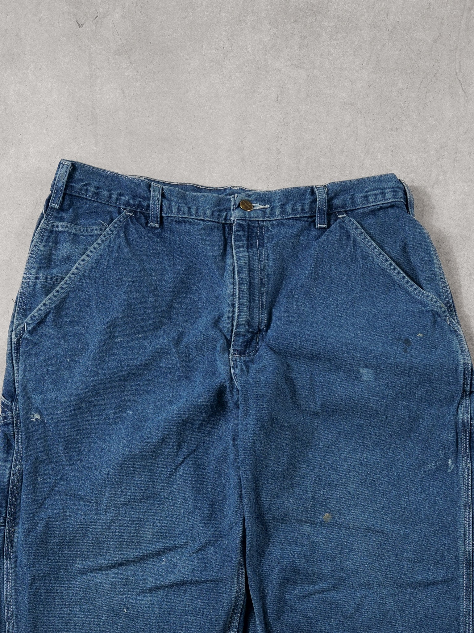 Vintage 90s Dark Blue Carhartt Denim Carpenter Pants (36x29)