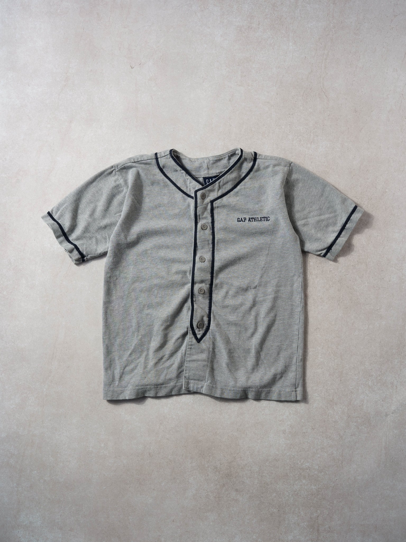 Vintage 90s Grey Gap Athletic #6 Baseball Tee (S)